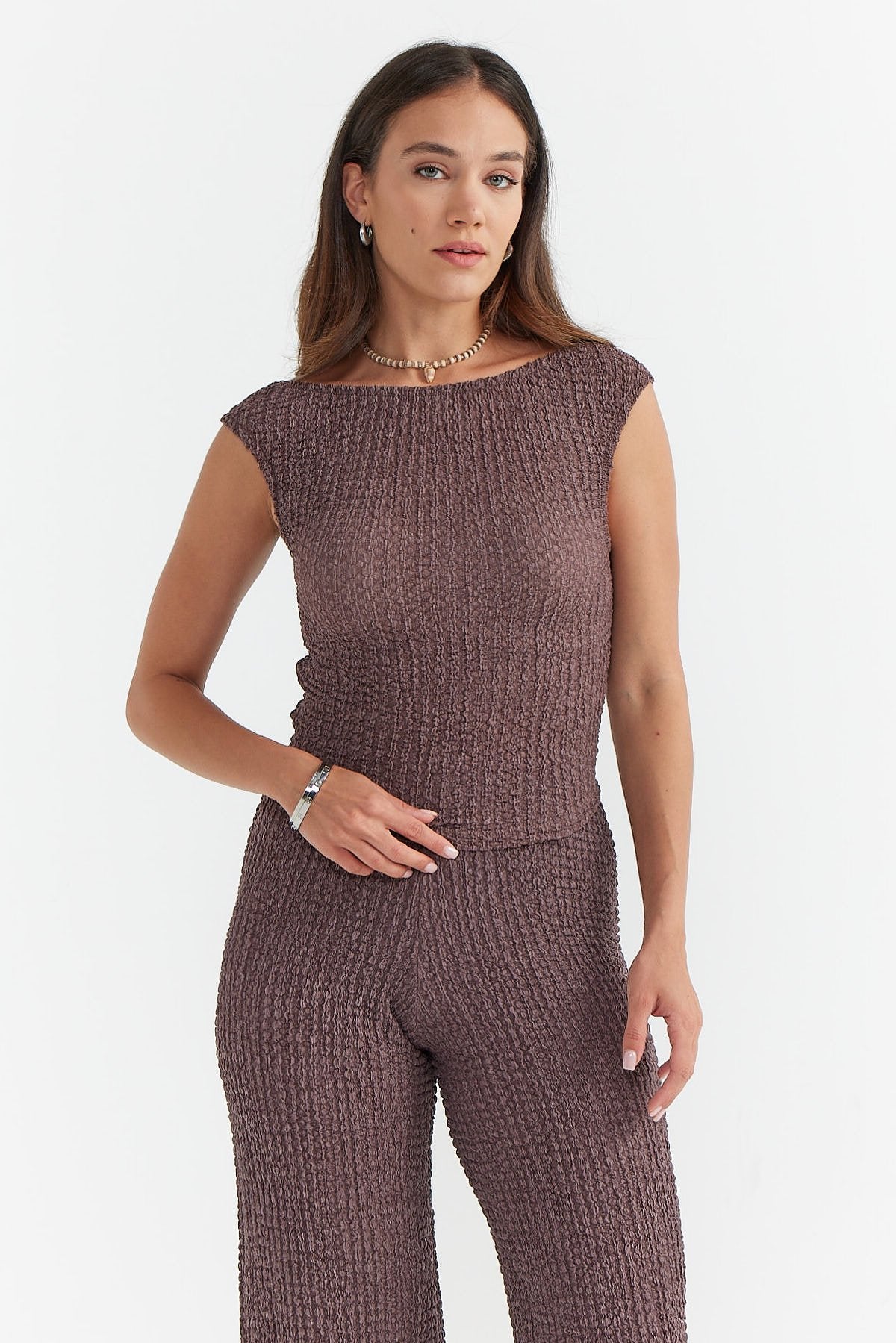 Women's Sleeveless Textured Blouse