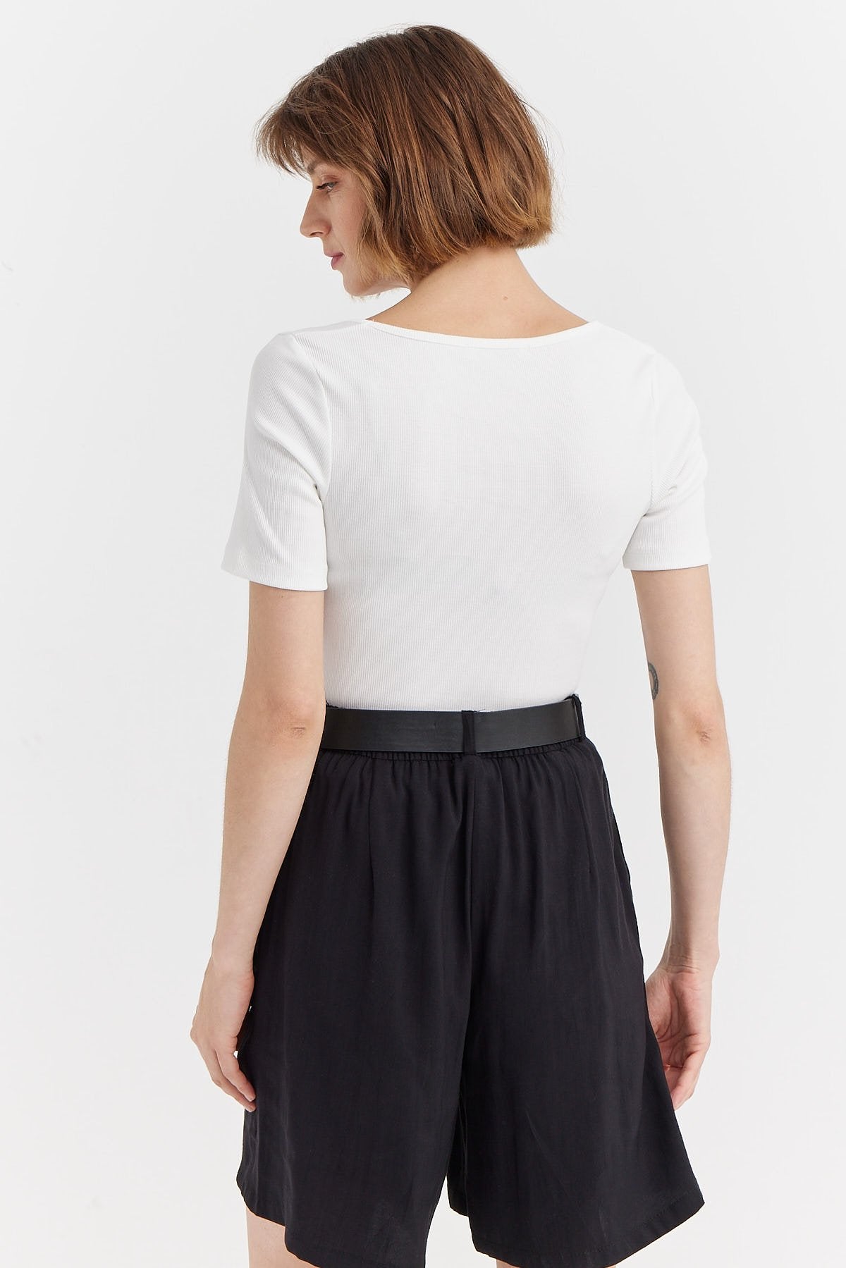 Women's Square Neck Ribbed Blouse