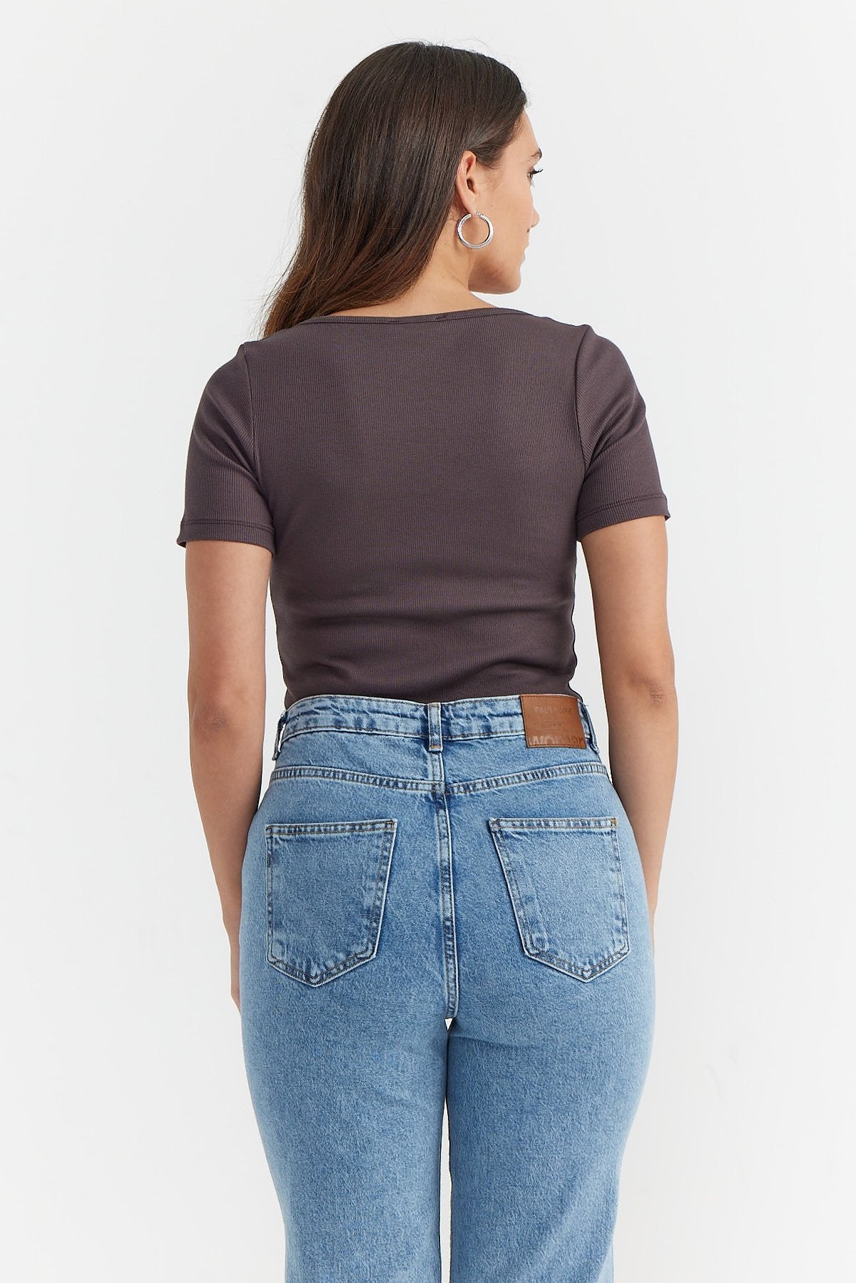 Women's Square Neck Ribbed Blouse