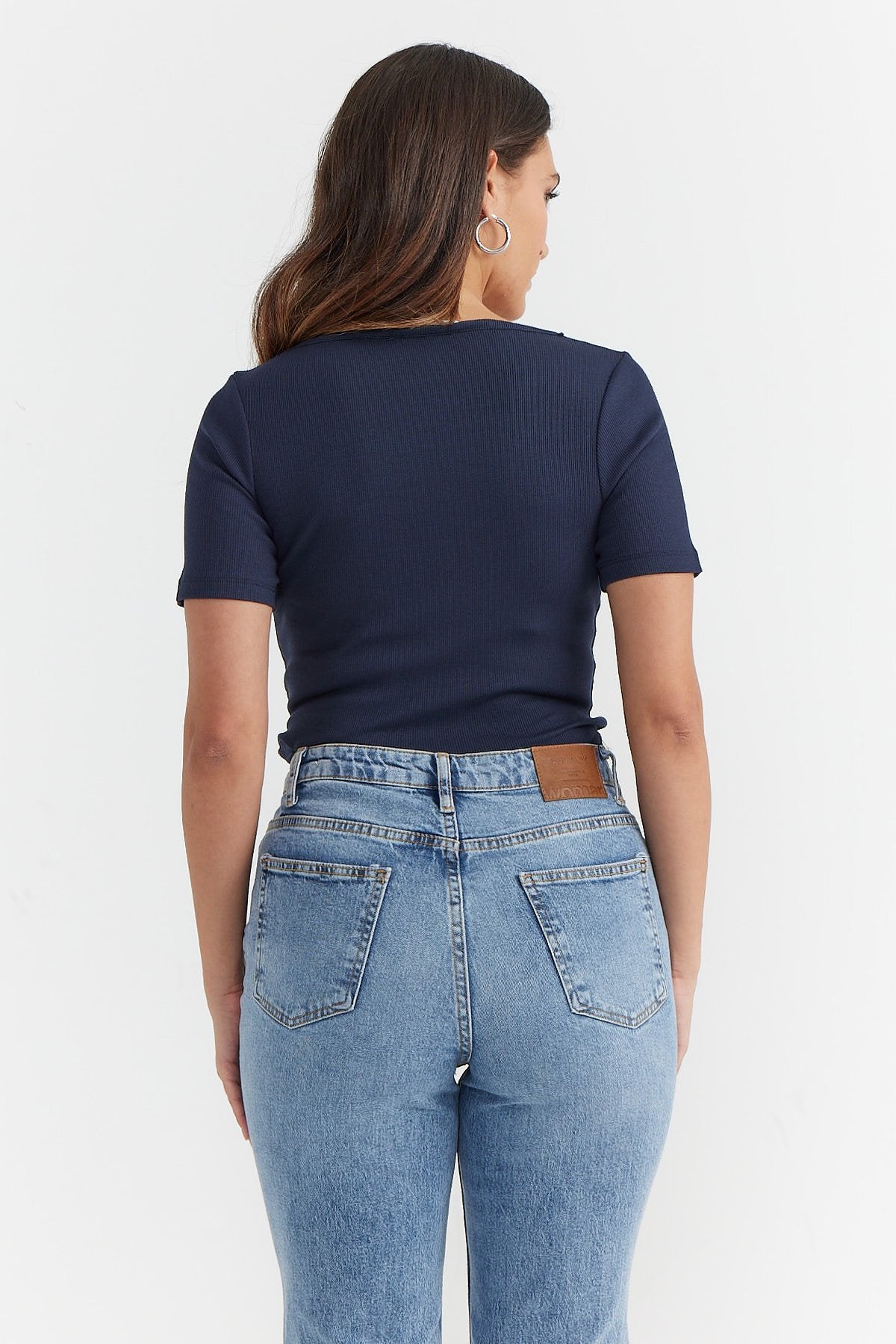 Women's Square Neck Ribbed Blouse