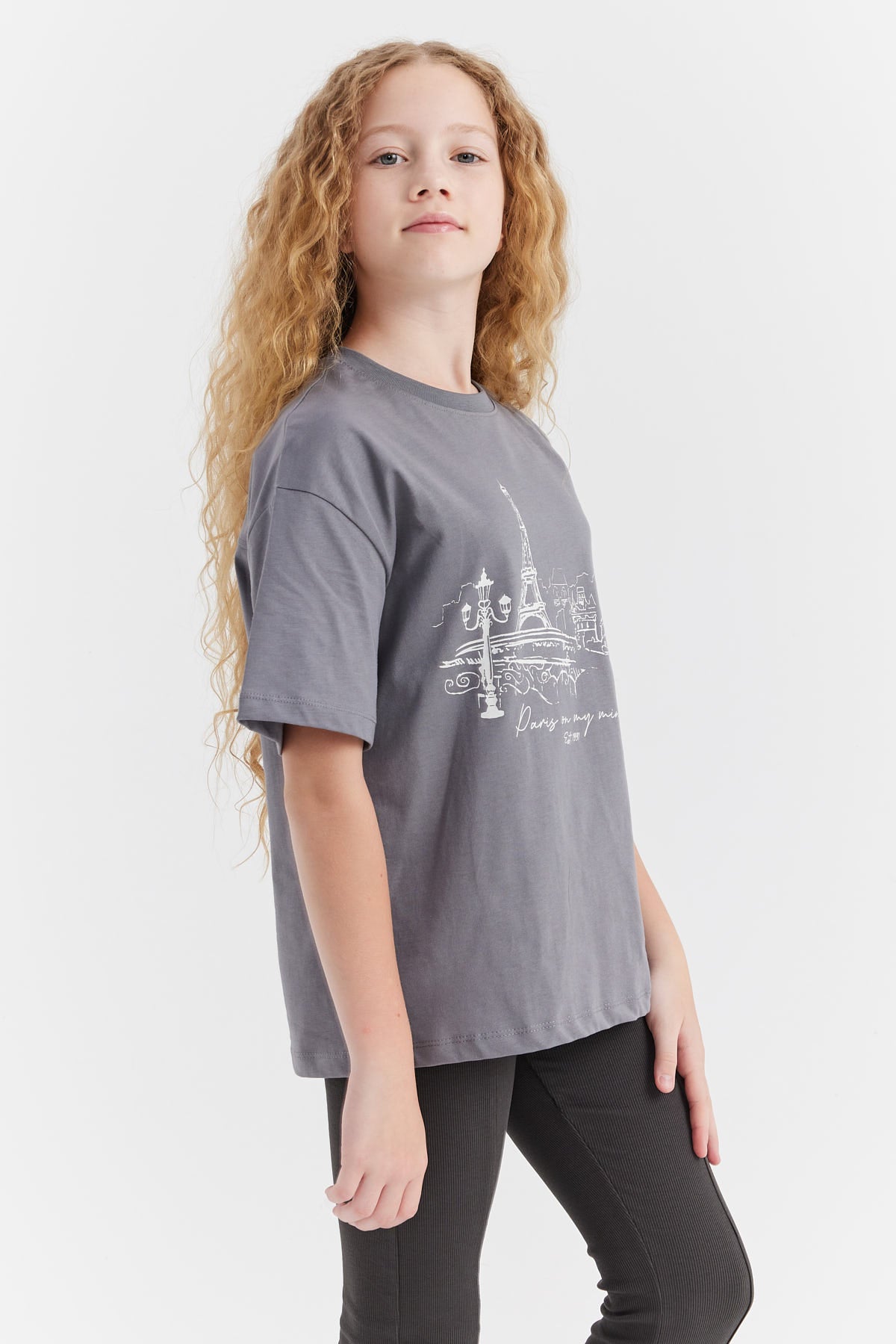 Girl's Printed Detailed T-shirt