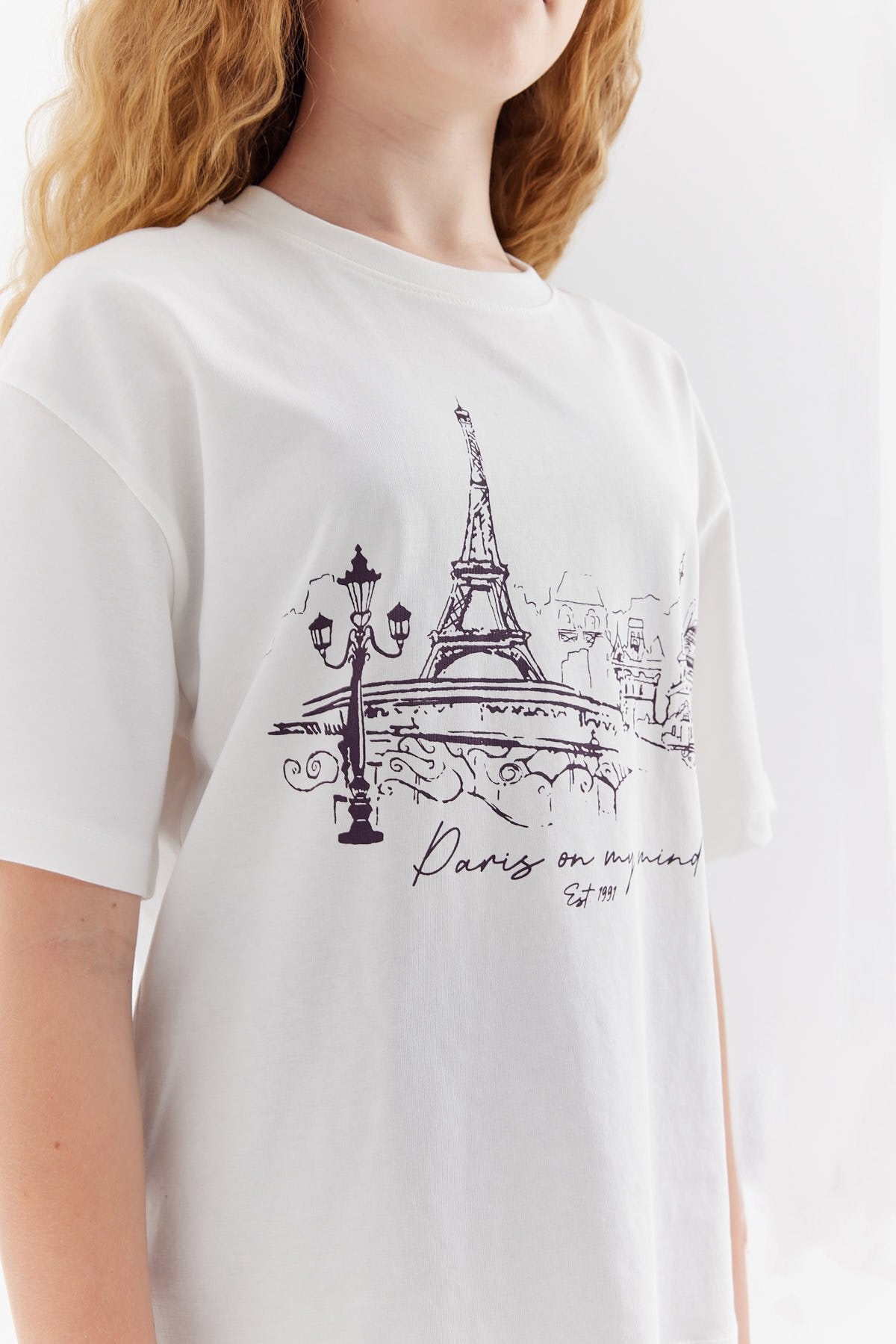 Girl's Printed Detailed T-shirt