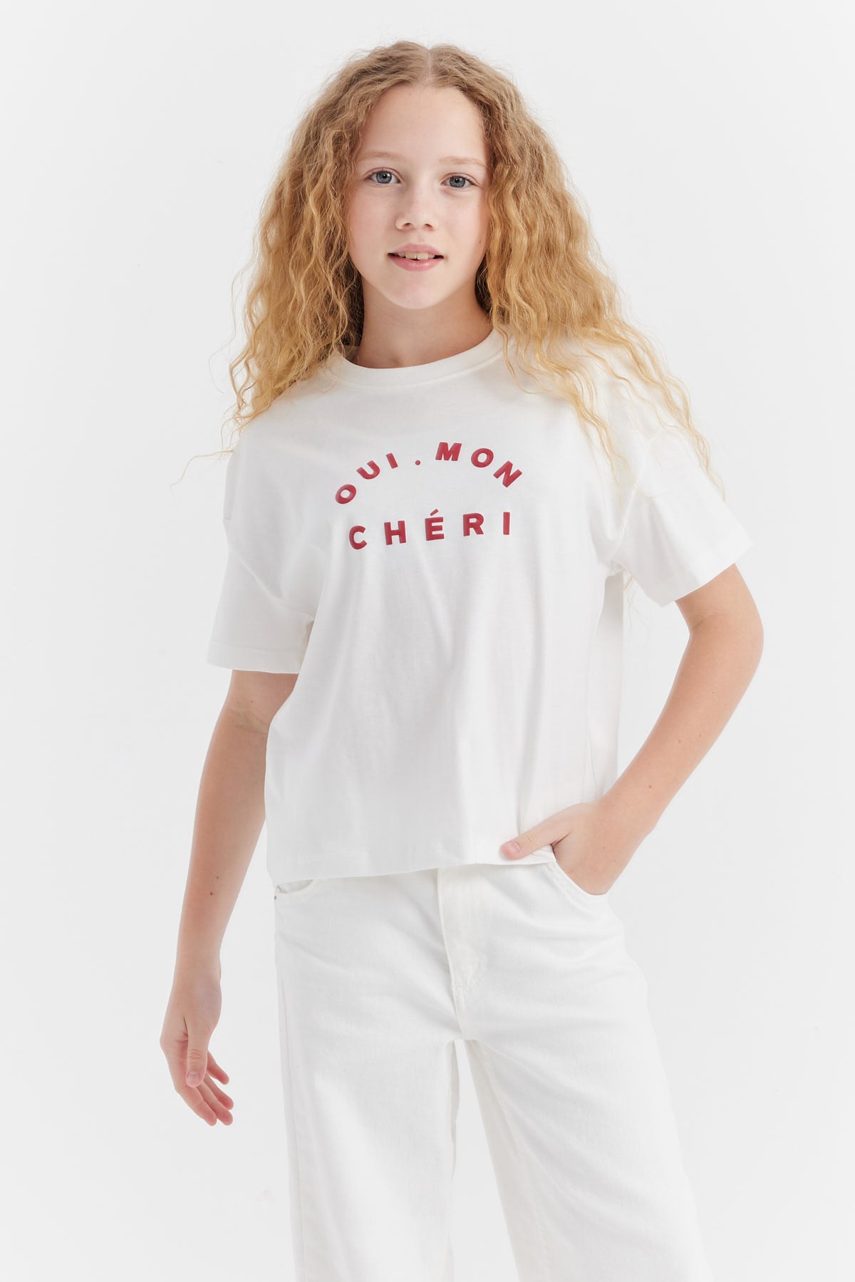 Girl's T-shirt with Embossed Print Detail