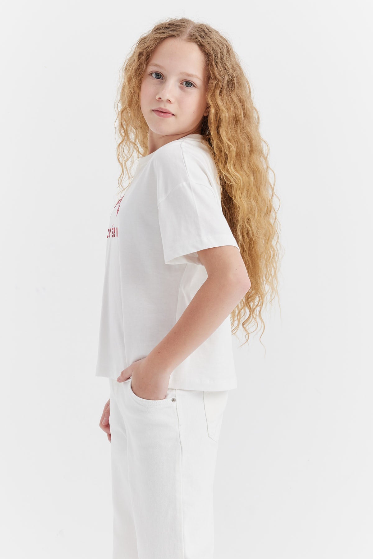 Girl's T-shirt with Embossed Print Detail