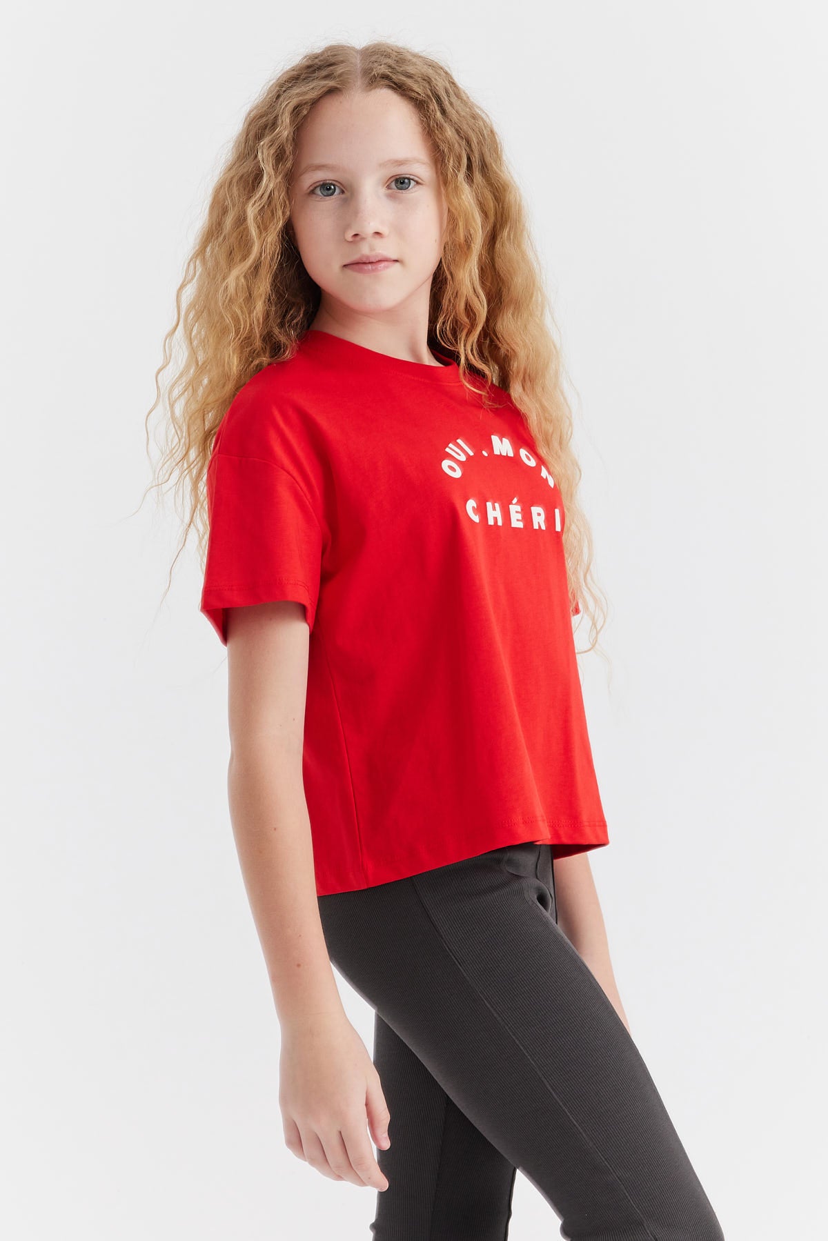 Girl's T-shirt with Embossed Print Detail