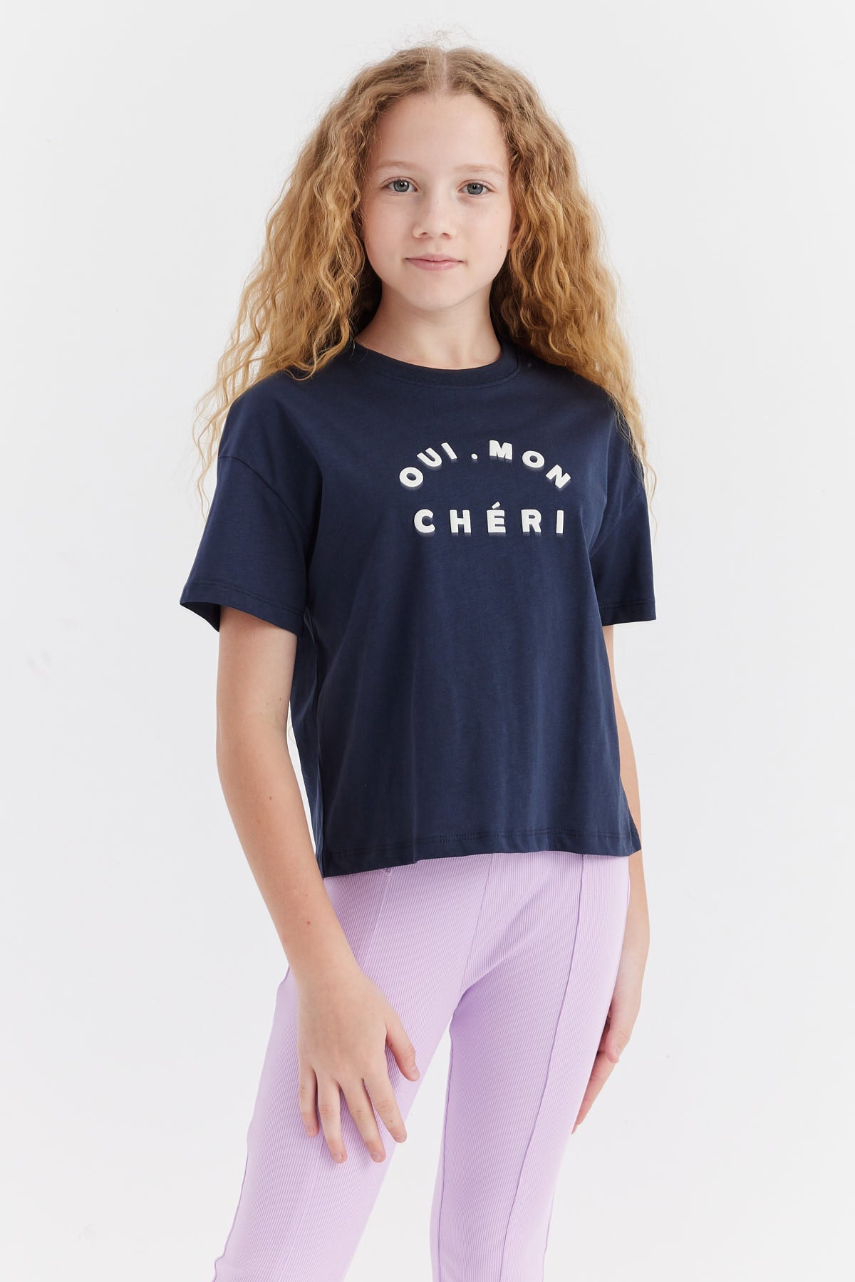 Girl's T-shirt with Embossed Print Detail