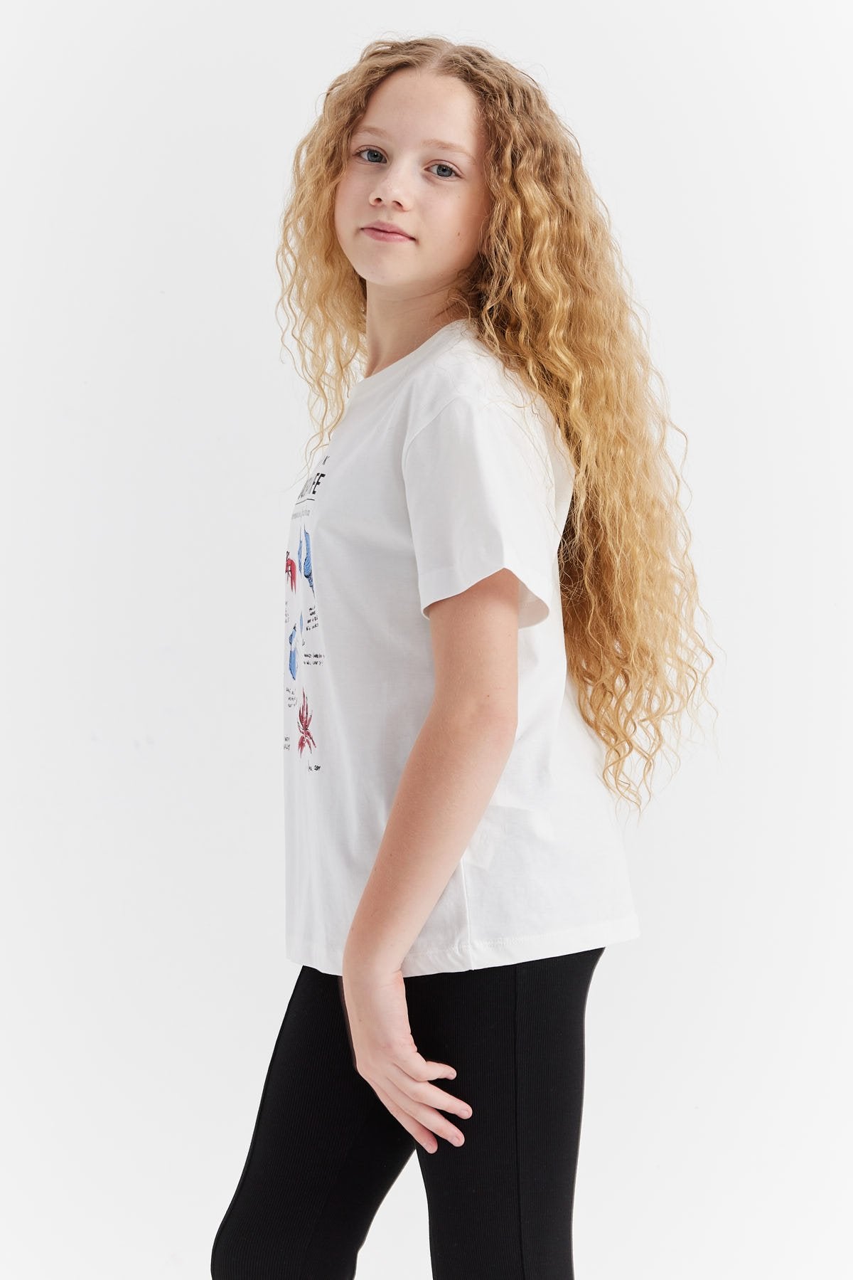Girl's Printed Detailed T-shirt