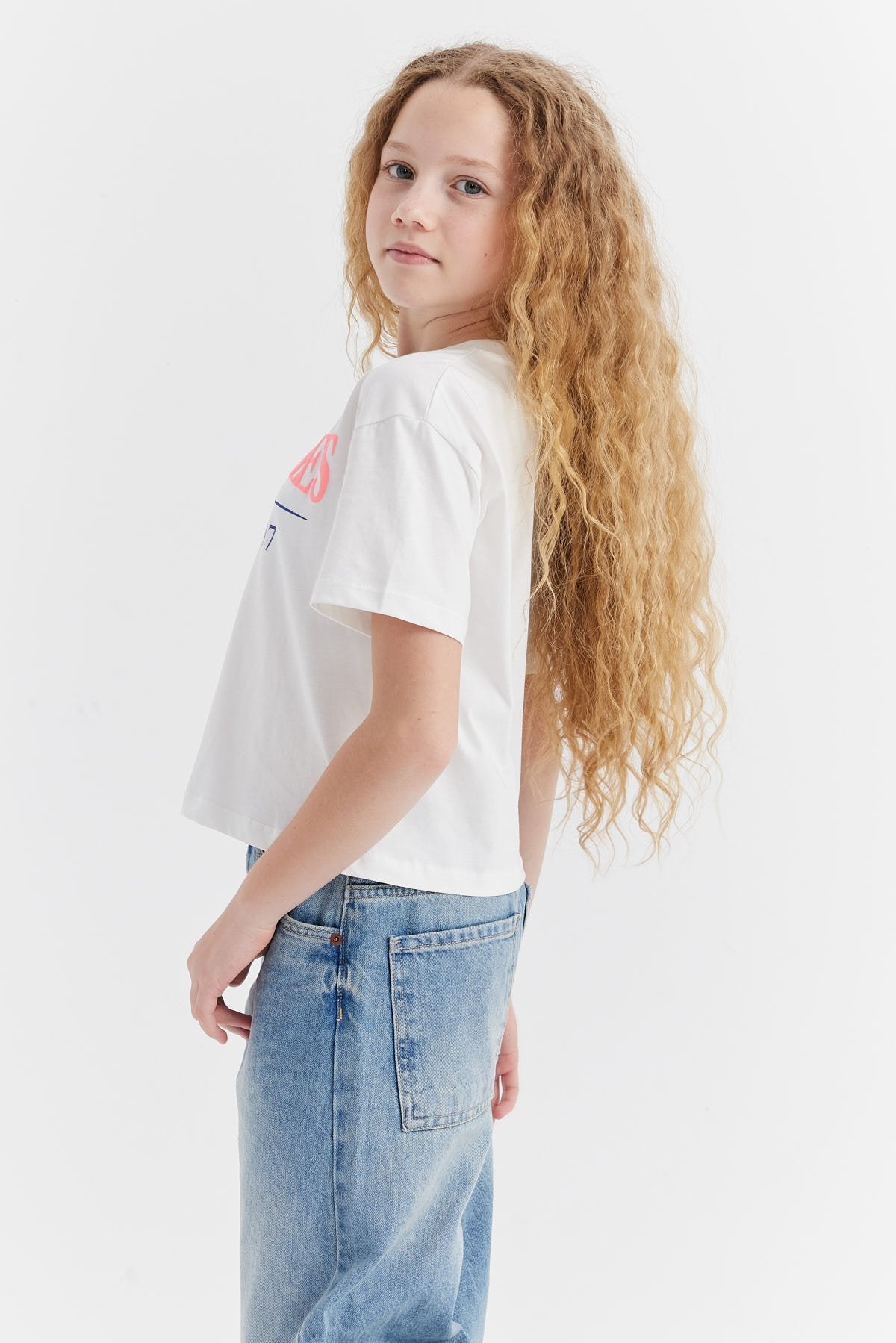 Girl's T-shirt with Embossed Print Detail