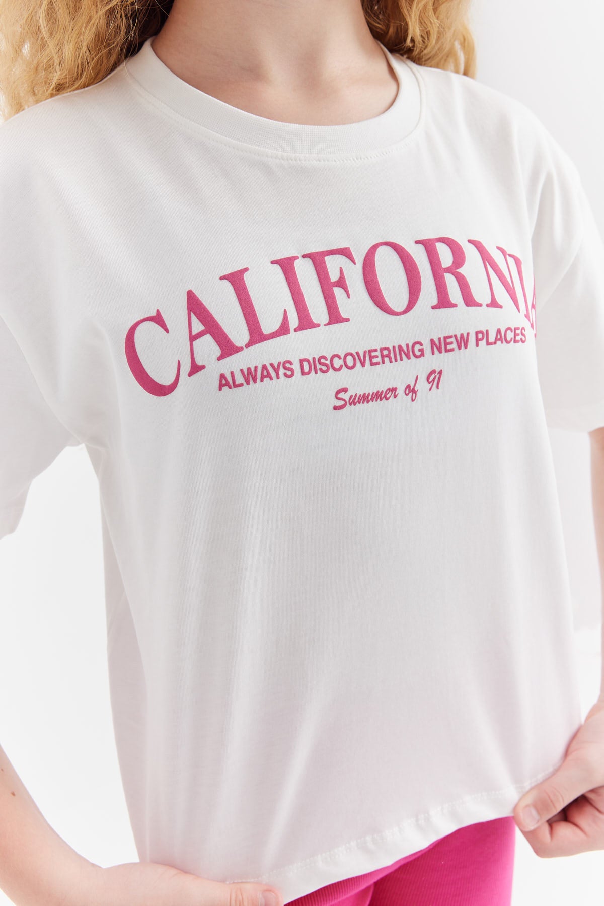 Girl's T-shirt with Embossed Print Detail