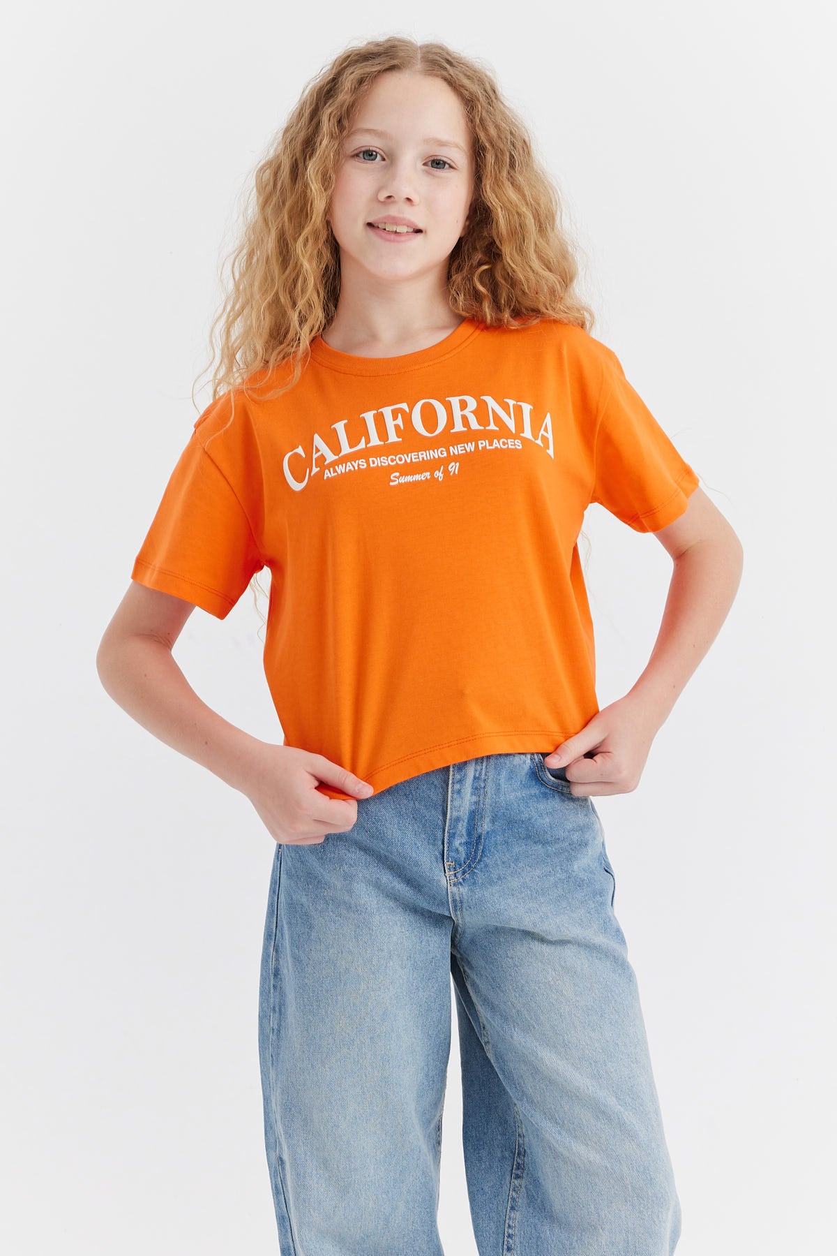 Girl's T-shirt with Embossed Print Detail