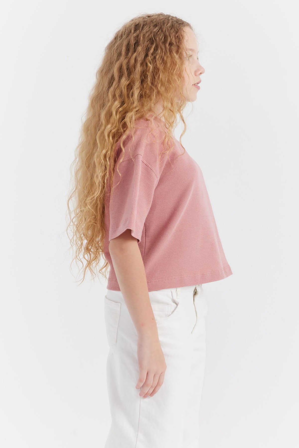 Girl's Waffle Fabric T-shirt