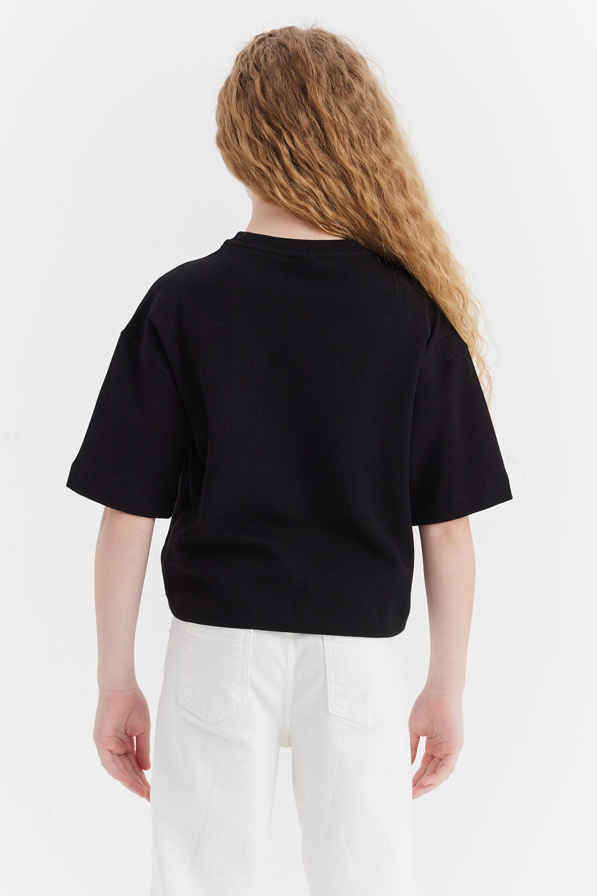 Girl's Waffle Fabric T-shirt