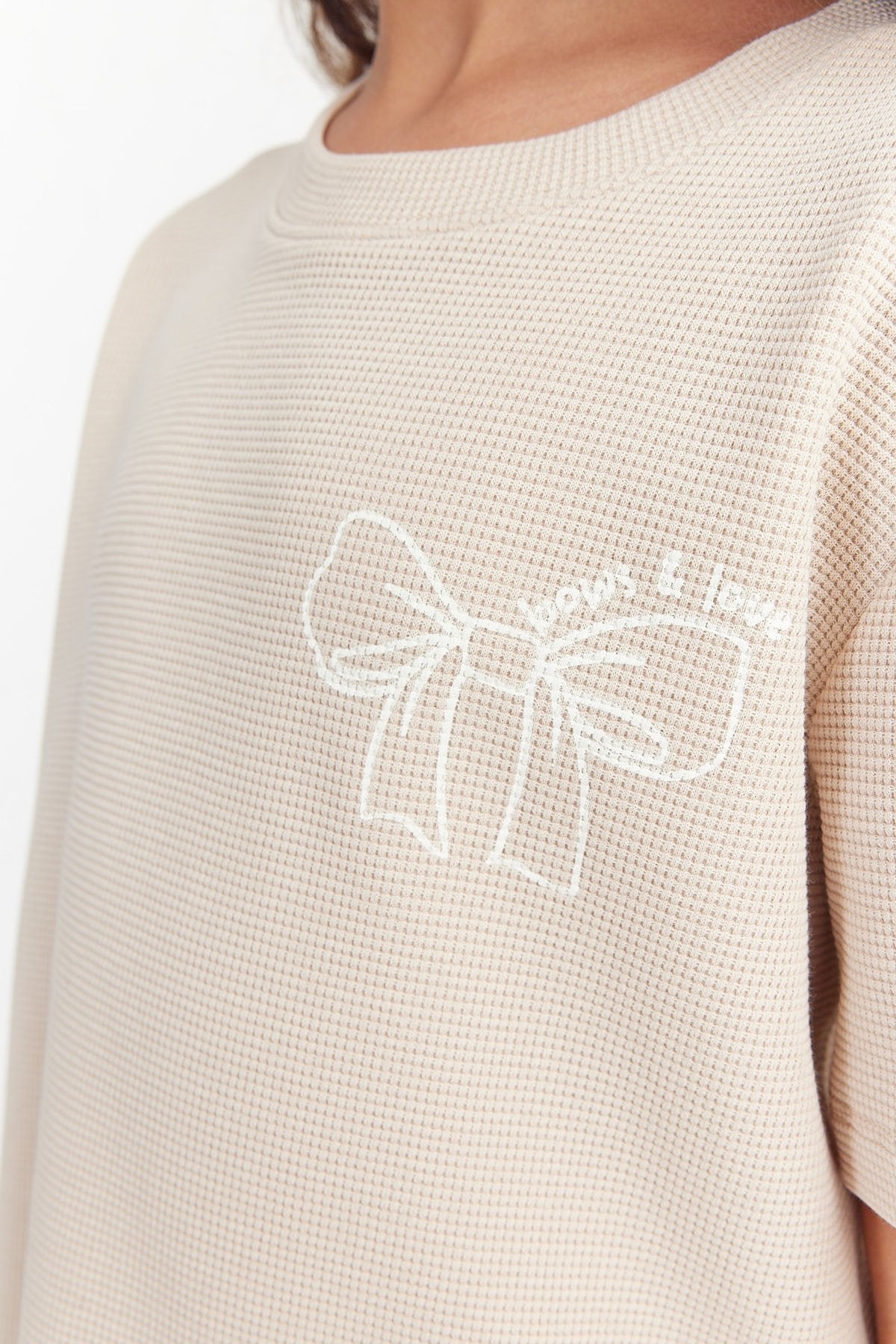 Girl's Printed Detailed Textured T-shirt