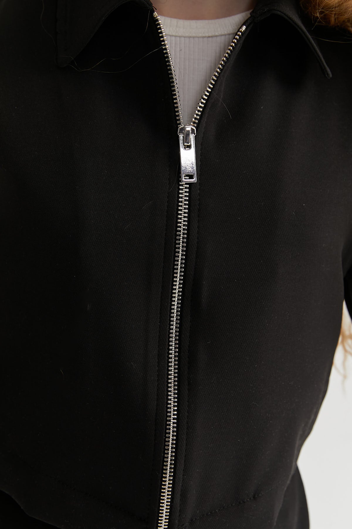 Girl's Short Front Zippered Sweat Top
