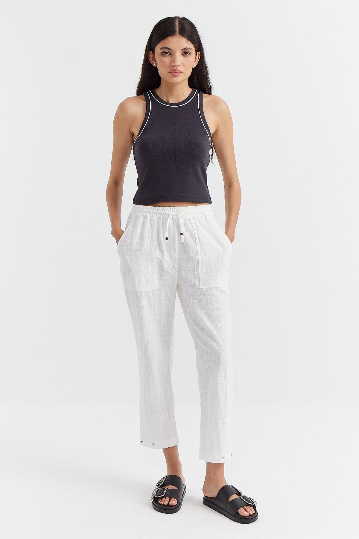 Women's Tied Waist Trousers with Leg Detail