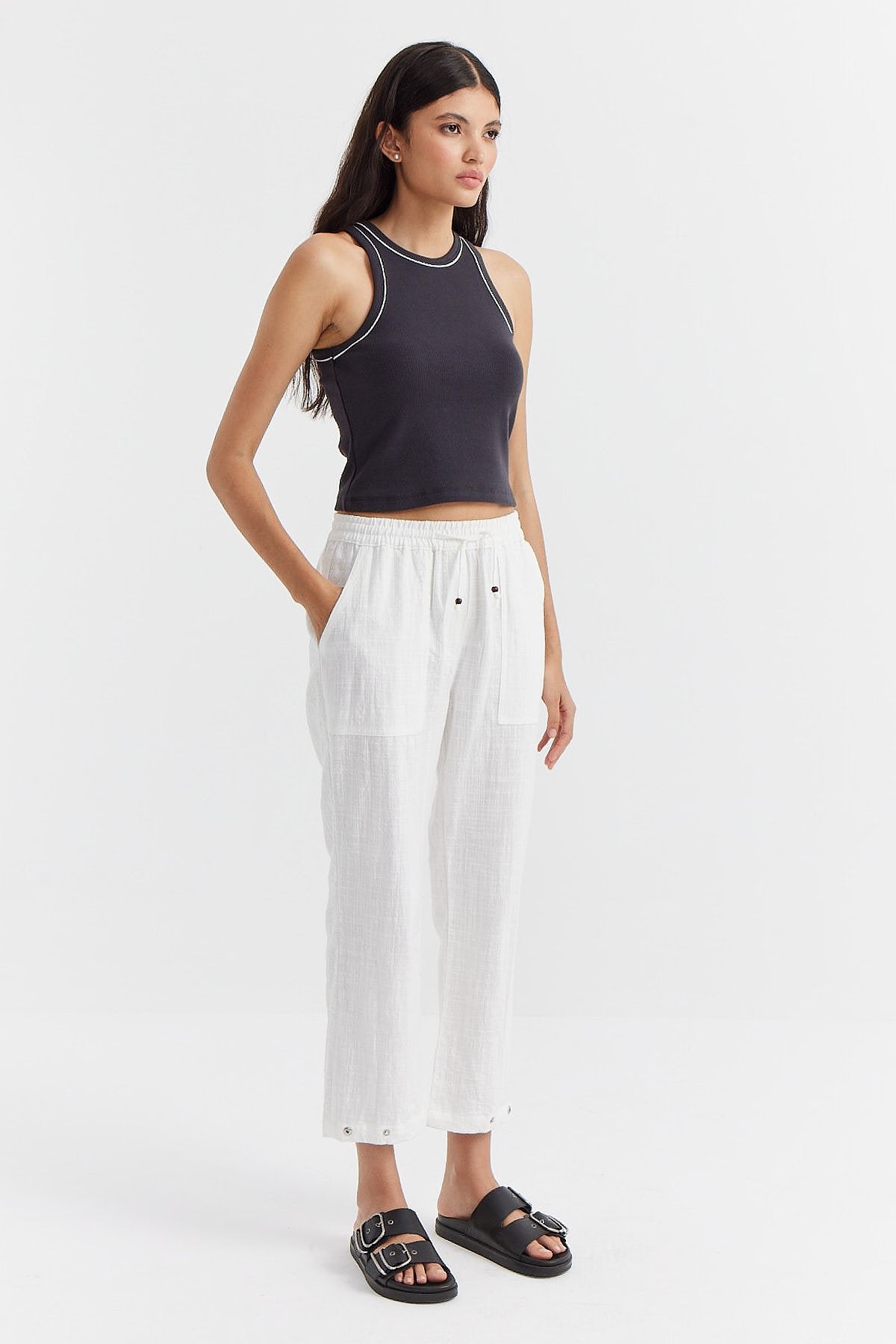 Women's Tied Waist Trousers with Leg Detail