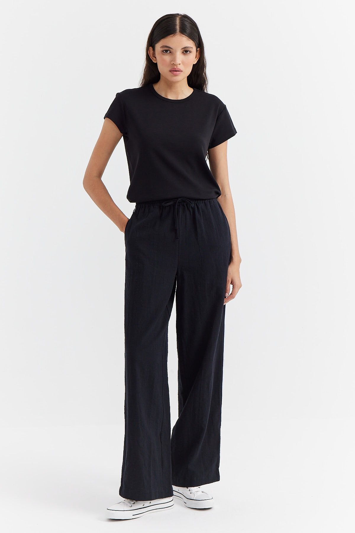 Women's Stripe Detailed Cotton Trousers