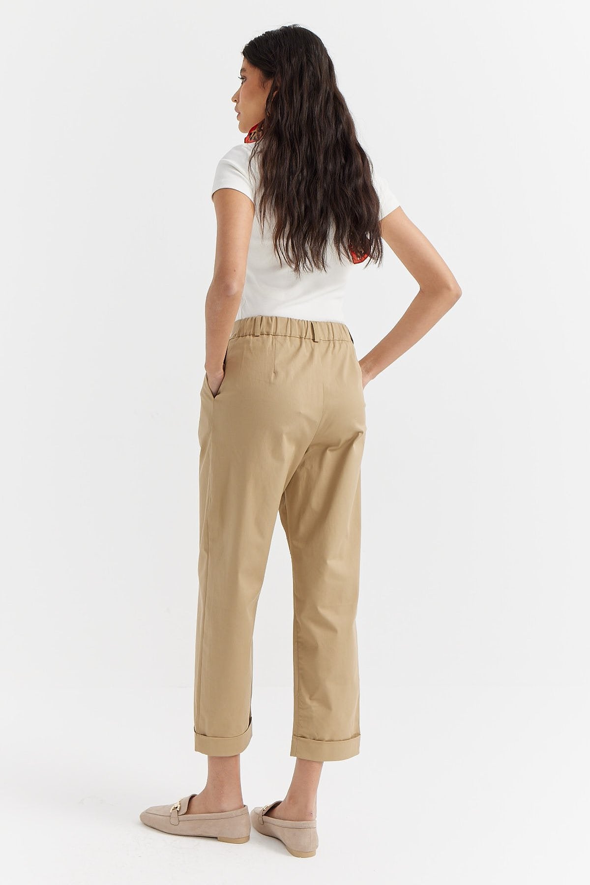Women's Pleated Detailed Folded Leg Trousers