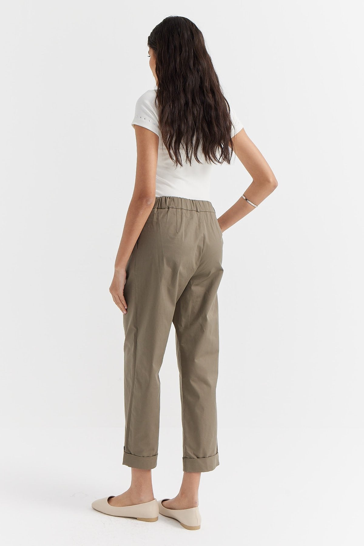 Women's Pleated Detailed Folded Leg Trousers