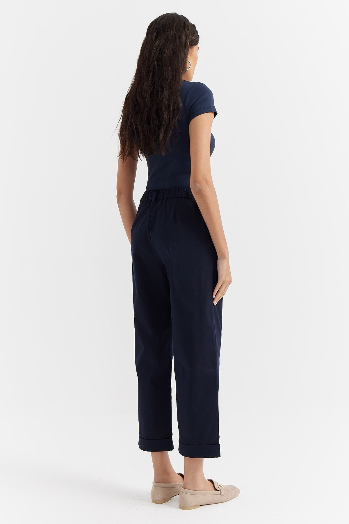 Women's Pleated Detailed Folded Leg Trousers