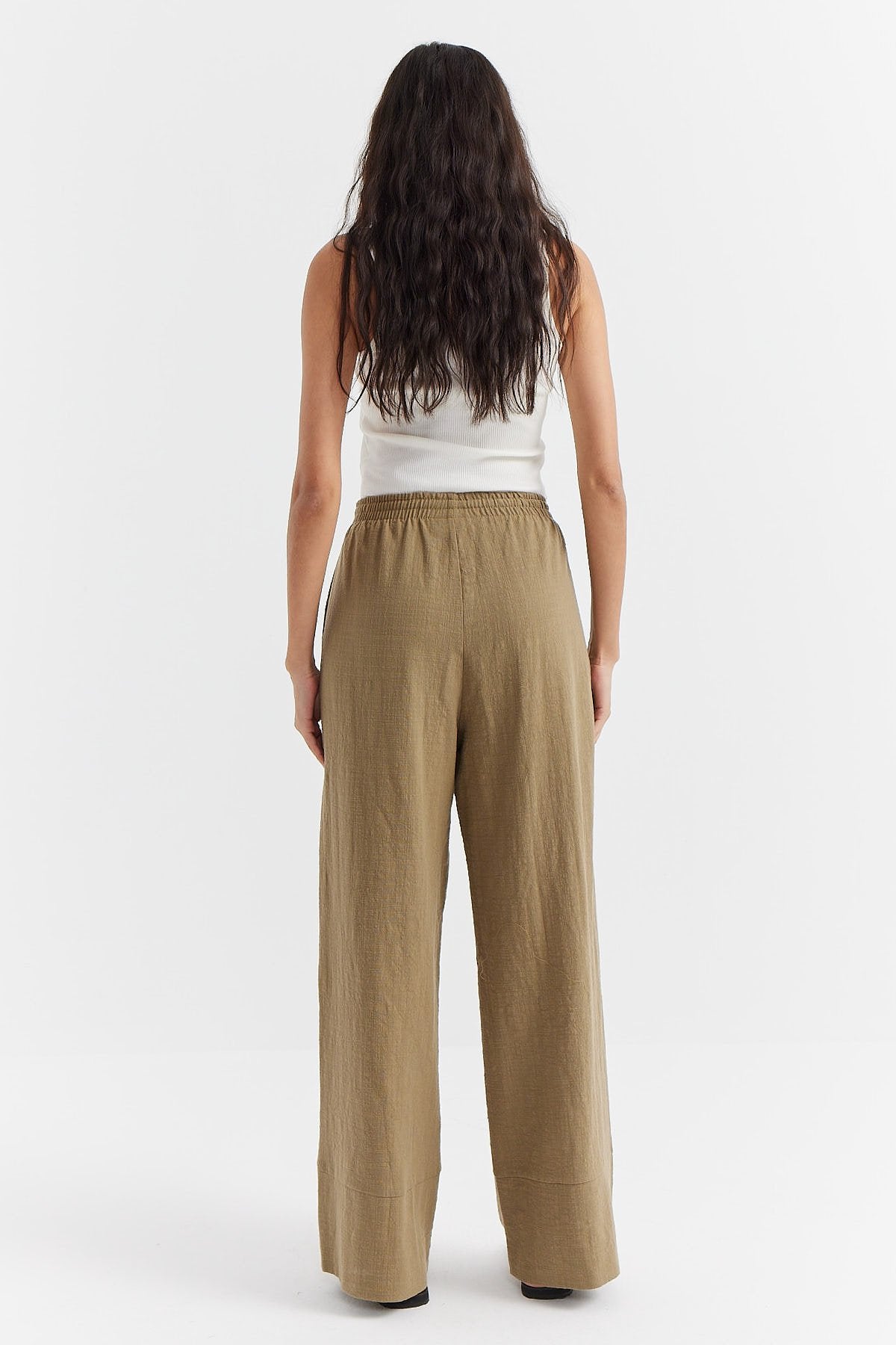 Women's Cotton Trousers with Tie Waist Detail