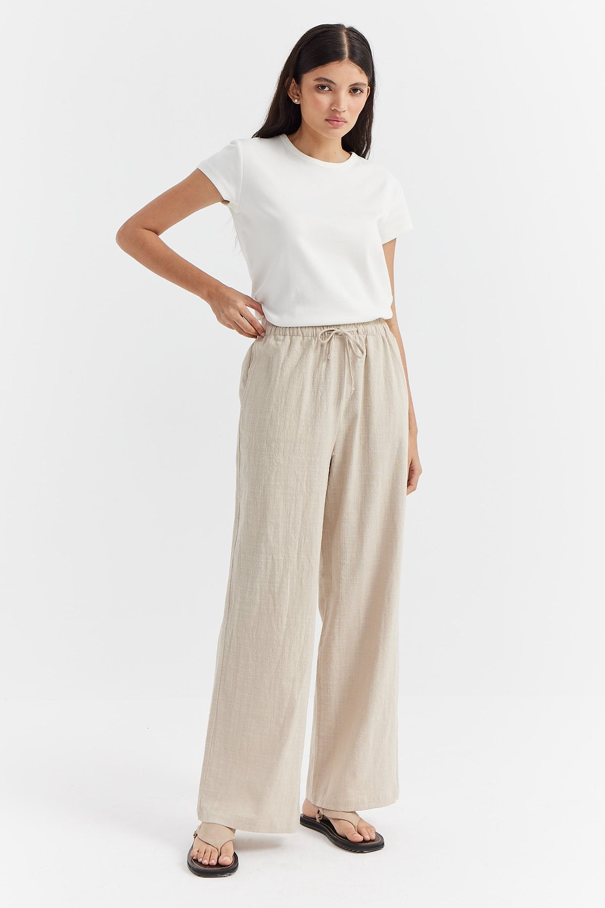 Women's Tied Waist Cotton Trousers