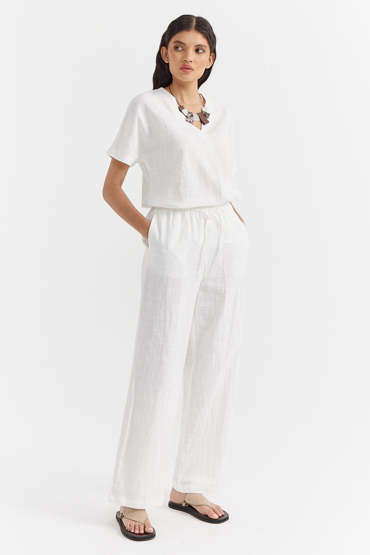 Women's Tied Waist Cotton Trousers