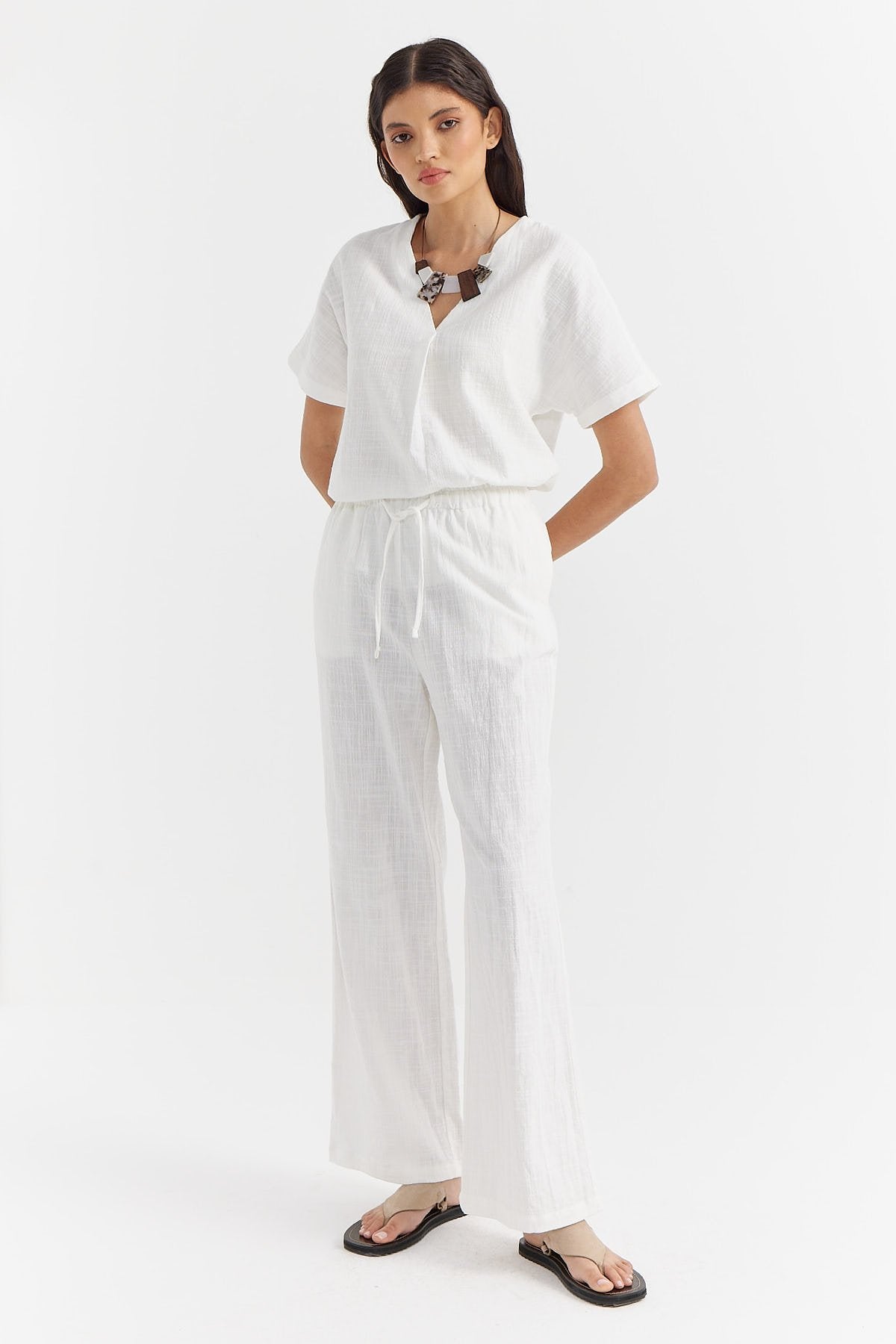 Women's Tied Waist Cotton Trousers