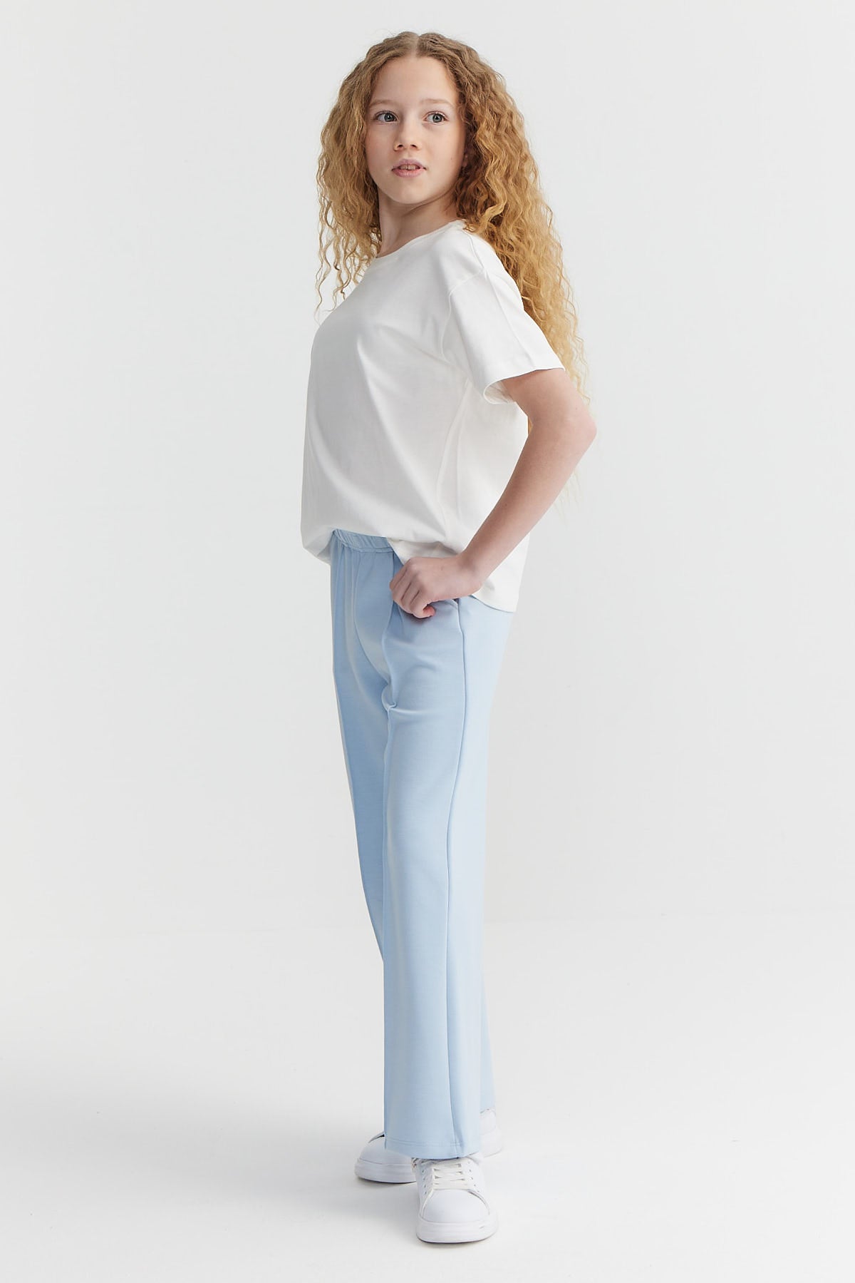 Girl's Elastic Waist Front Stitched Sweat Bottom