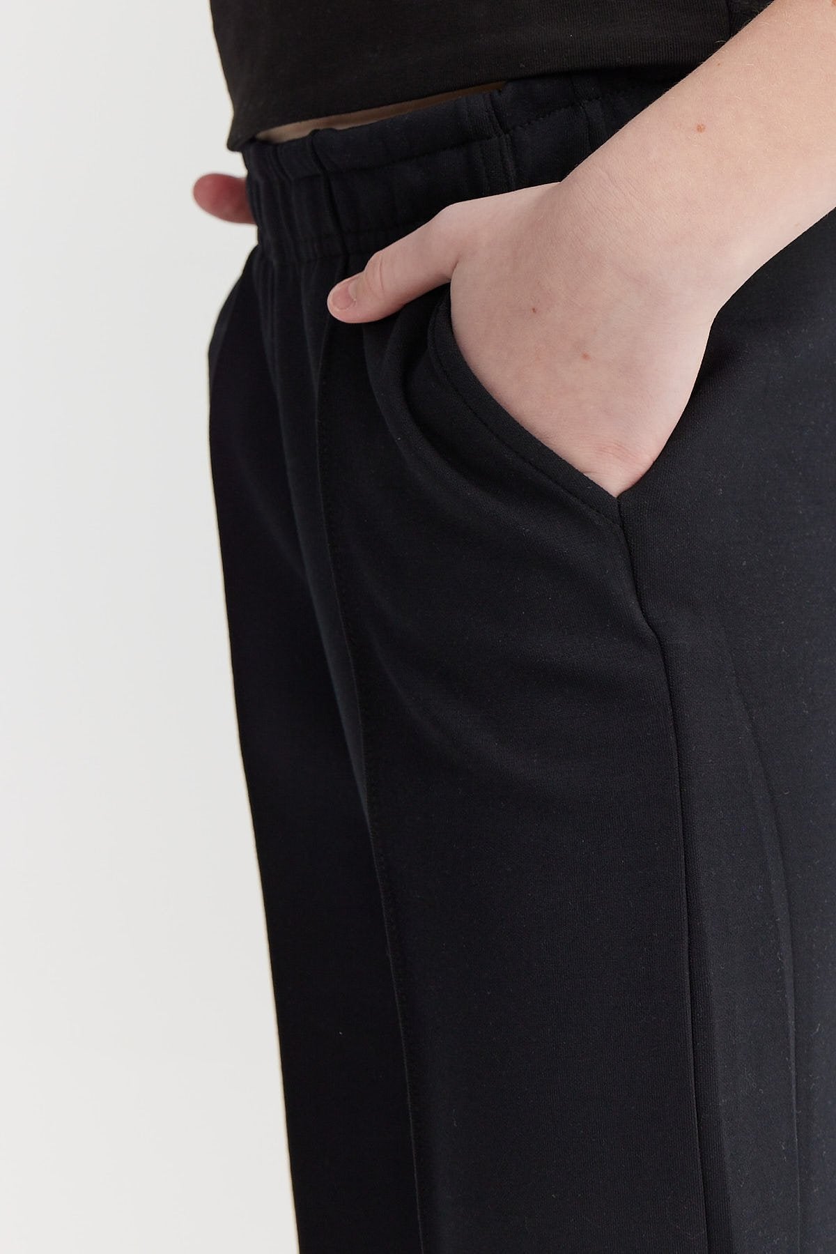 Girl's Elastic Waist Front Stitched Sweat Bottom