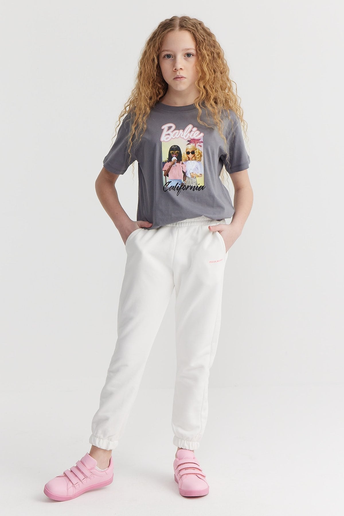 Girl's Sweat Bottom with Elastic Waist and Legs