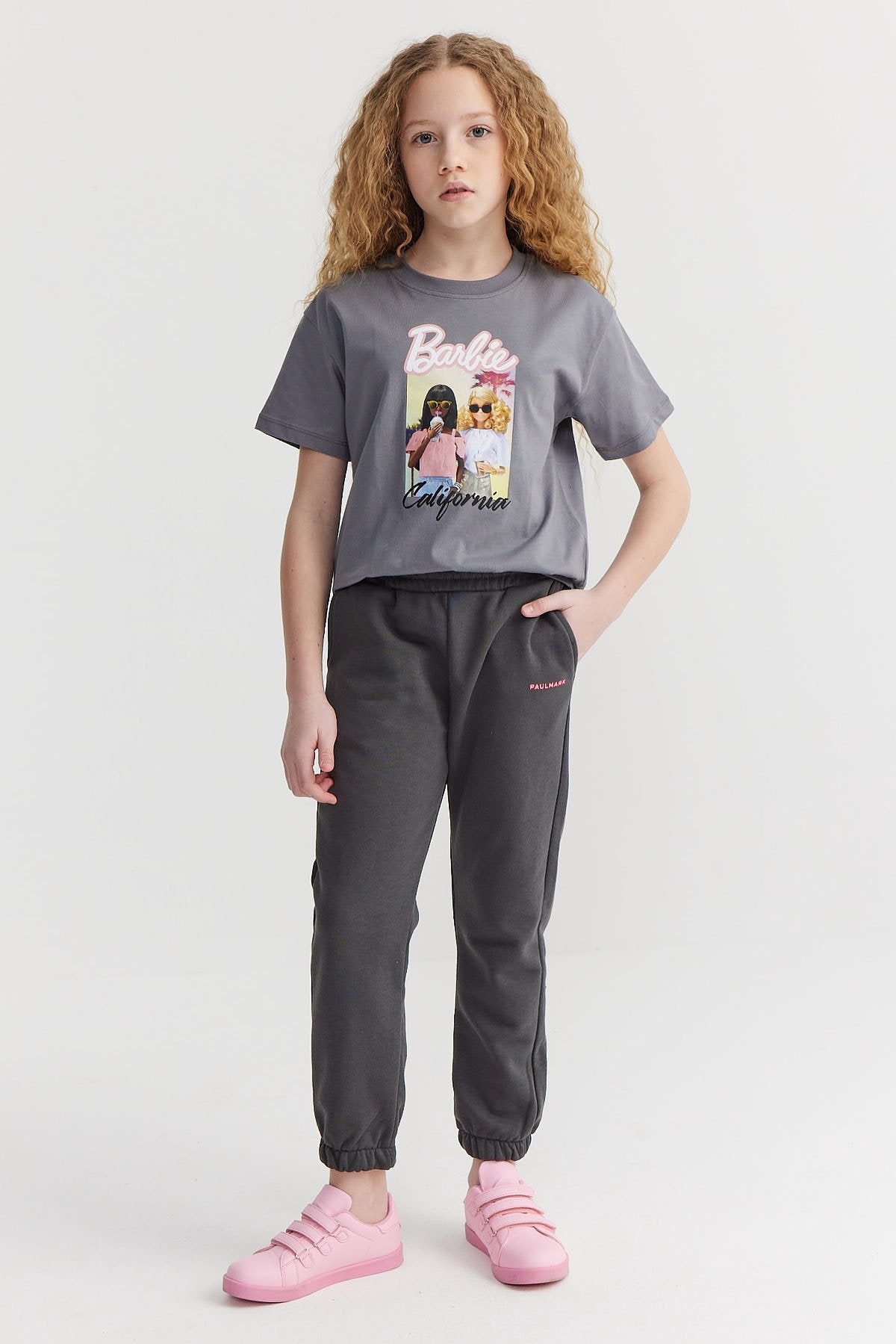 Girl's Sweat Bottom with Elastic Waist and Legs