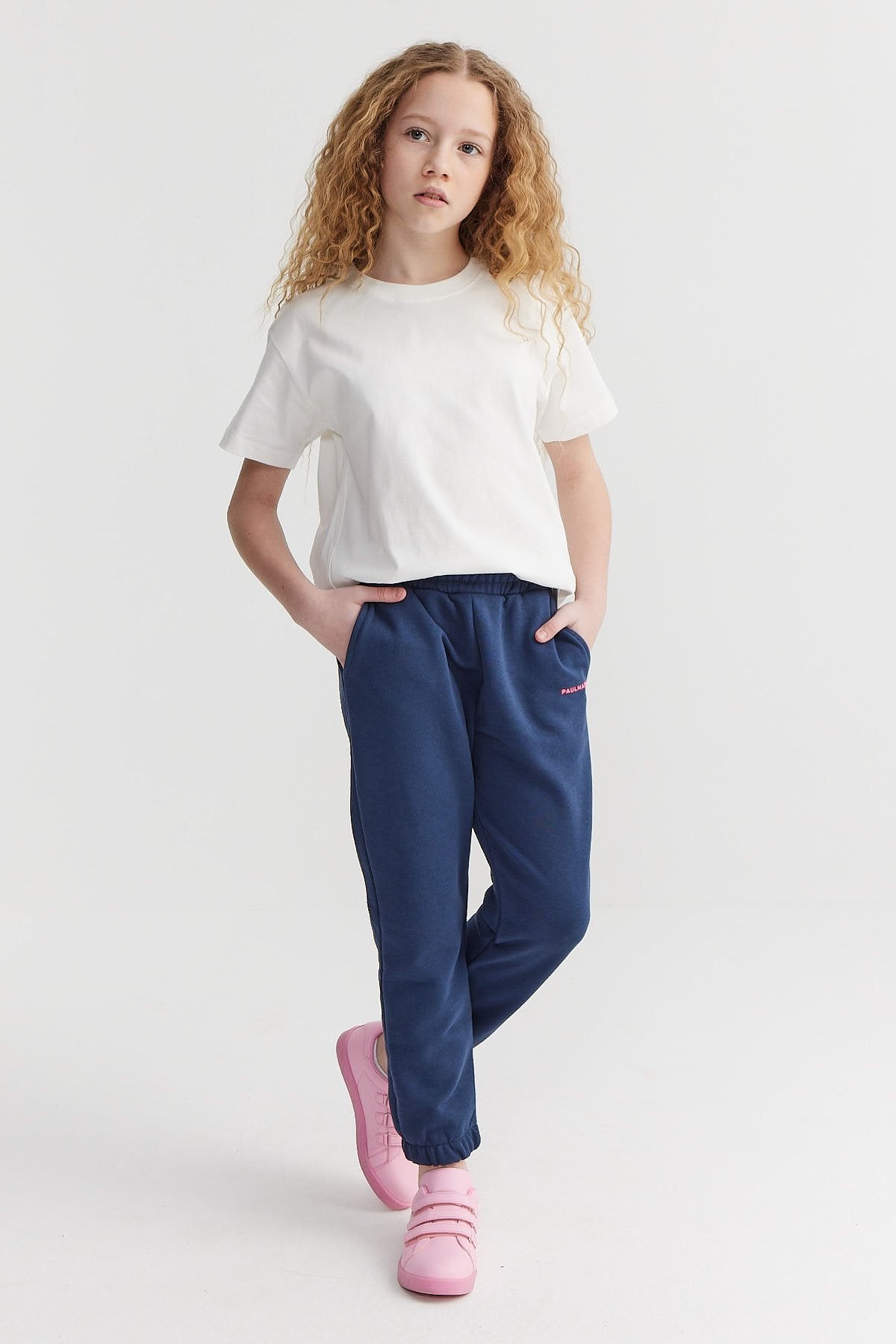 Girl's Sweat Bottom with Elastic Waist and Legs