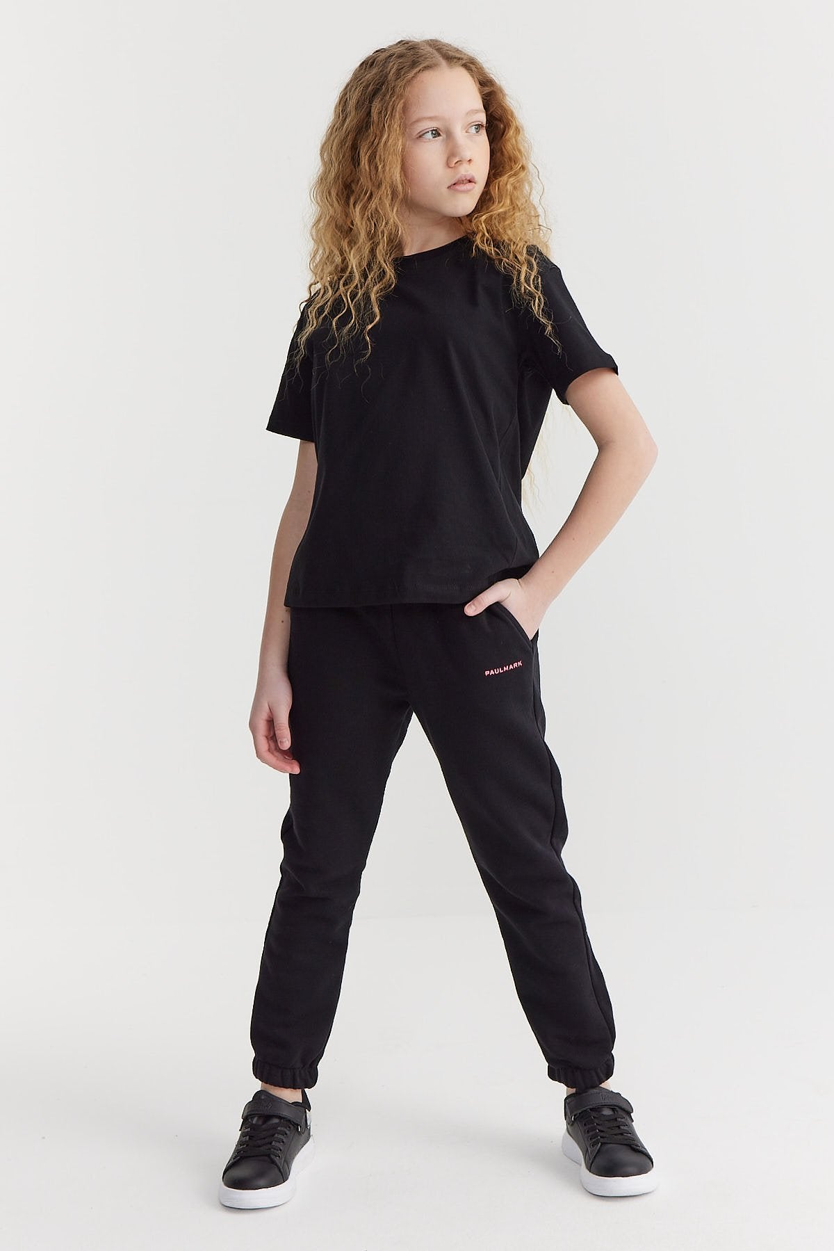 Girl's Sweat Bottom with Elastic Waist and Legs