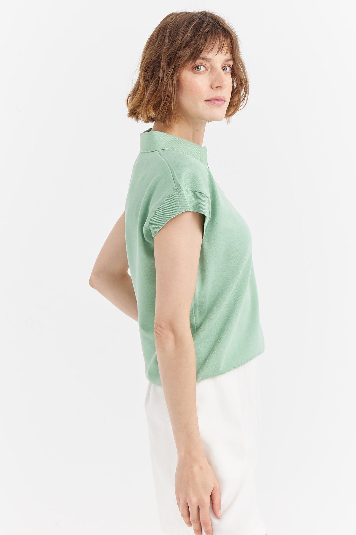 Women's Polo Neck Knit T-shirt
