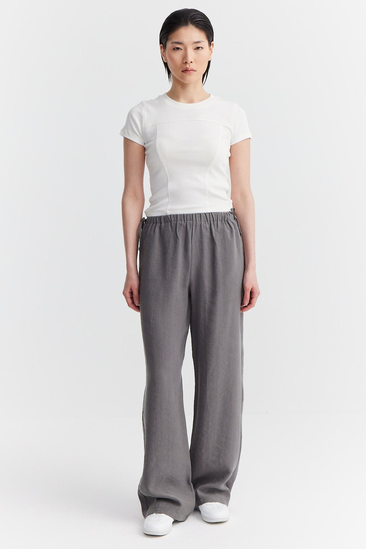 Women's Waist Detailed Wide Leg Trousers