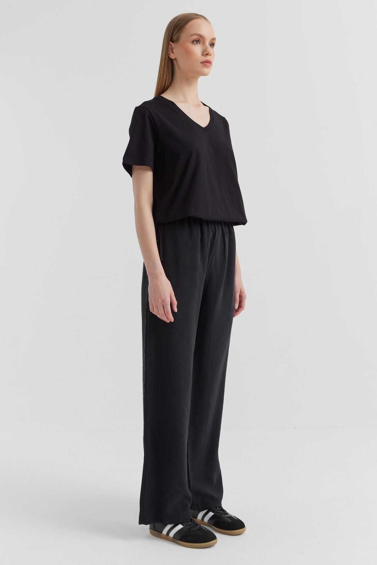 Women's Waist Detailed Wide Leg Trousers
