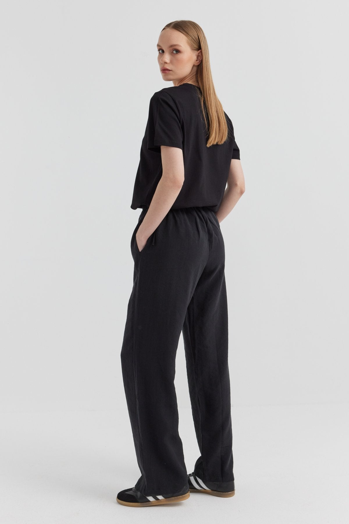 Women's Waist Detailed Wide Leg Trousers