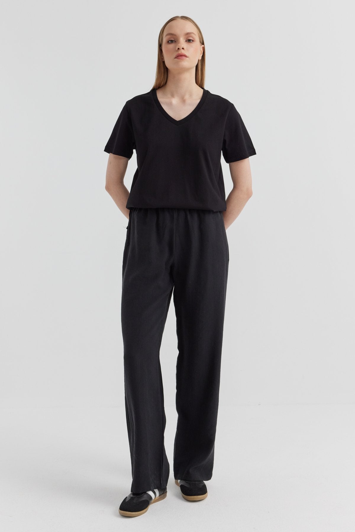 Women's Waist Detailed Wide Leg Trousers