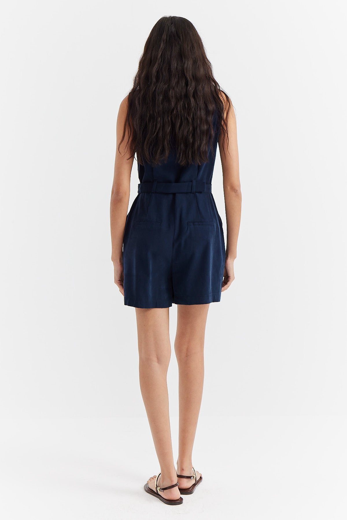 Women's Soft Texture Belt Detailed Jumpsuit