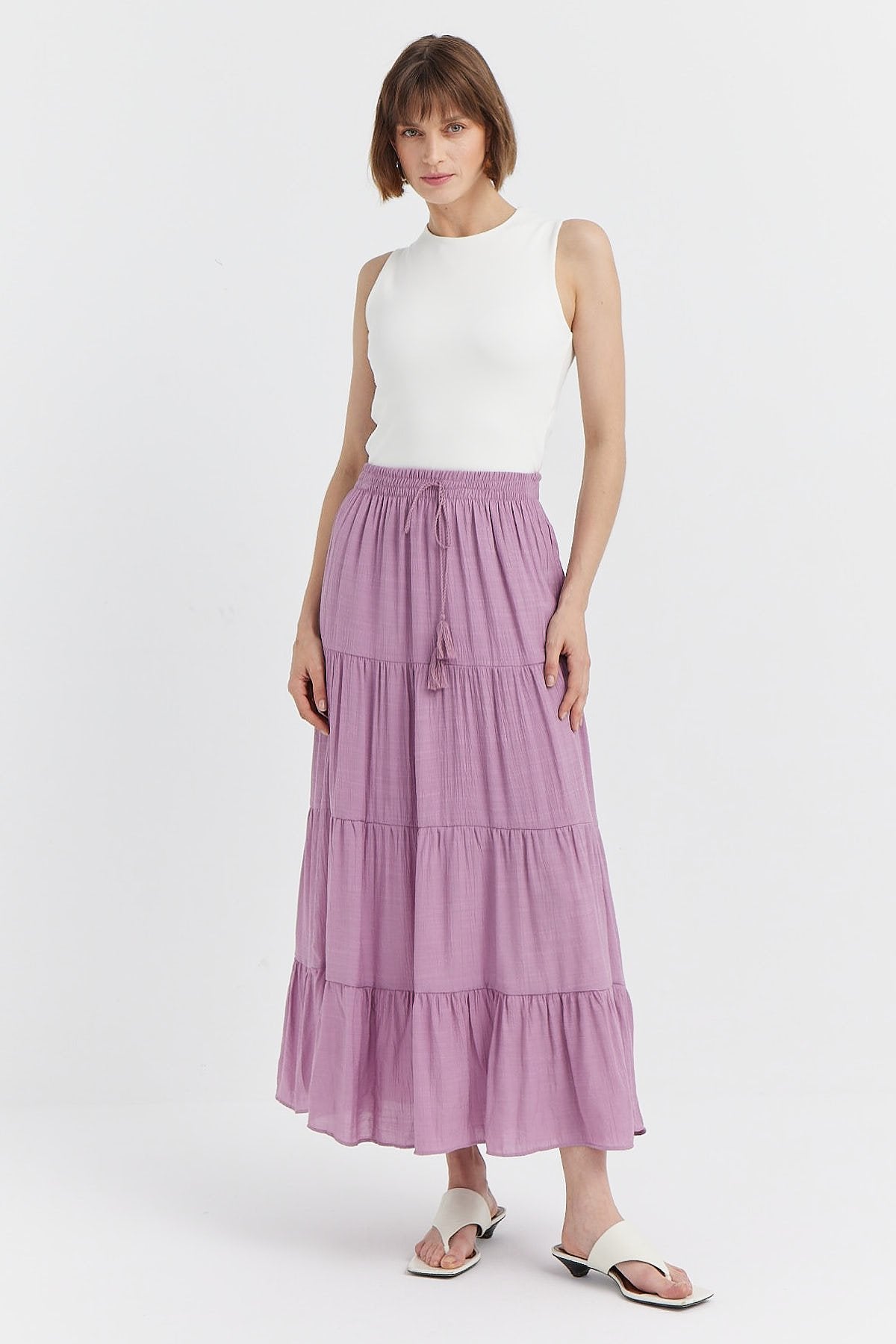 Women's Elastic Waist Long Skirt