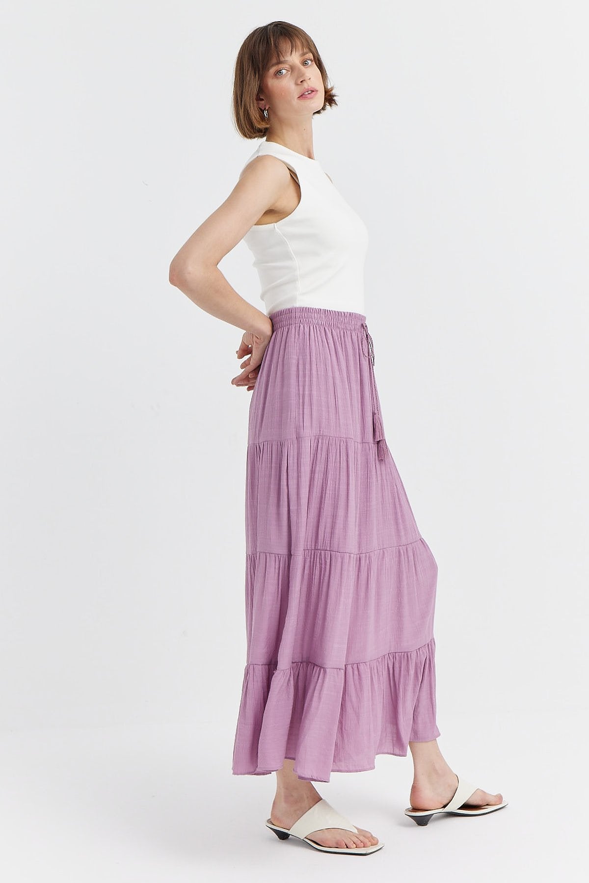 Women's Elastic Waist Long Skirt