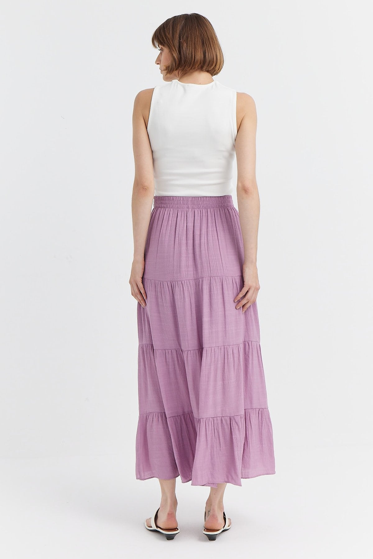 Women's Elastic Waist Long Skirt