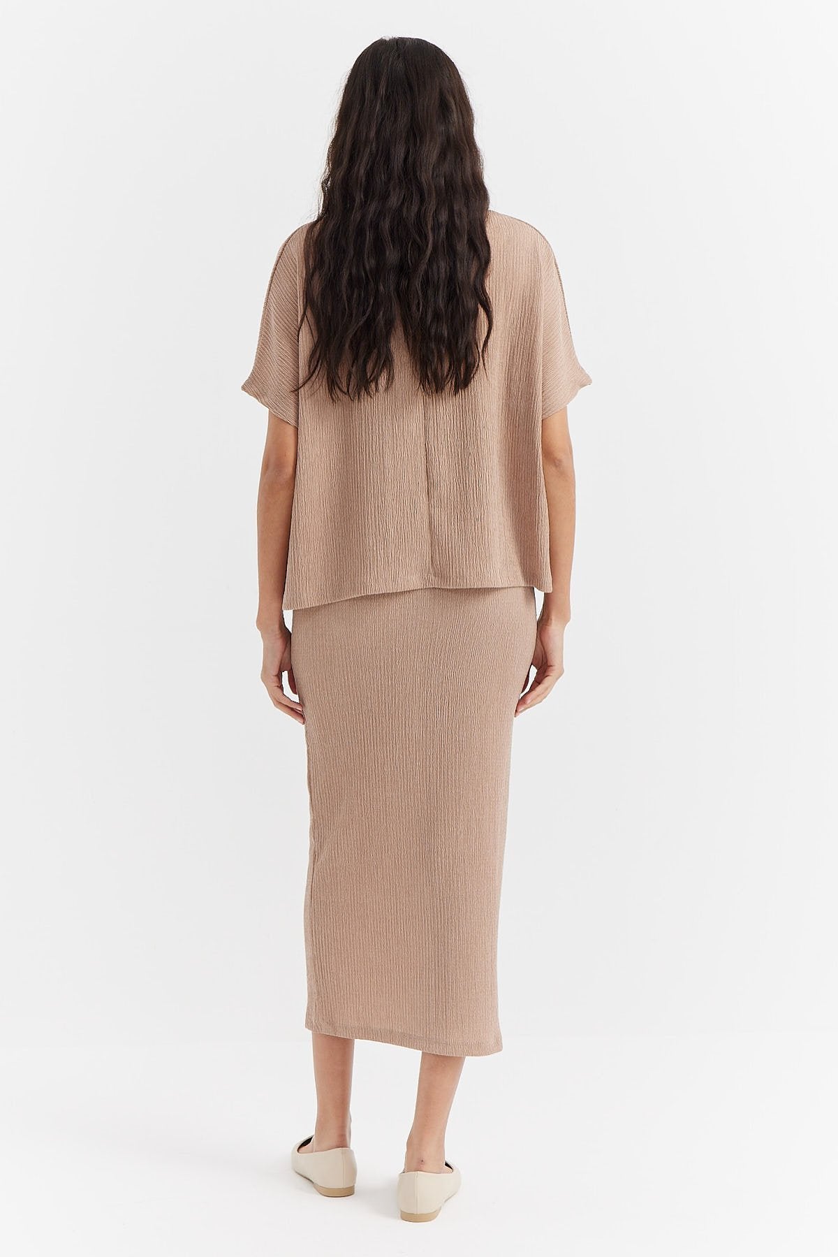 Women's Regular Waist Textured Midi Skirt