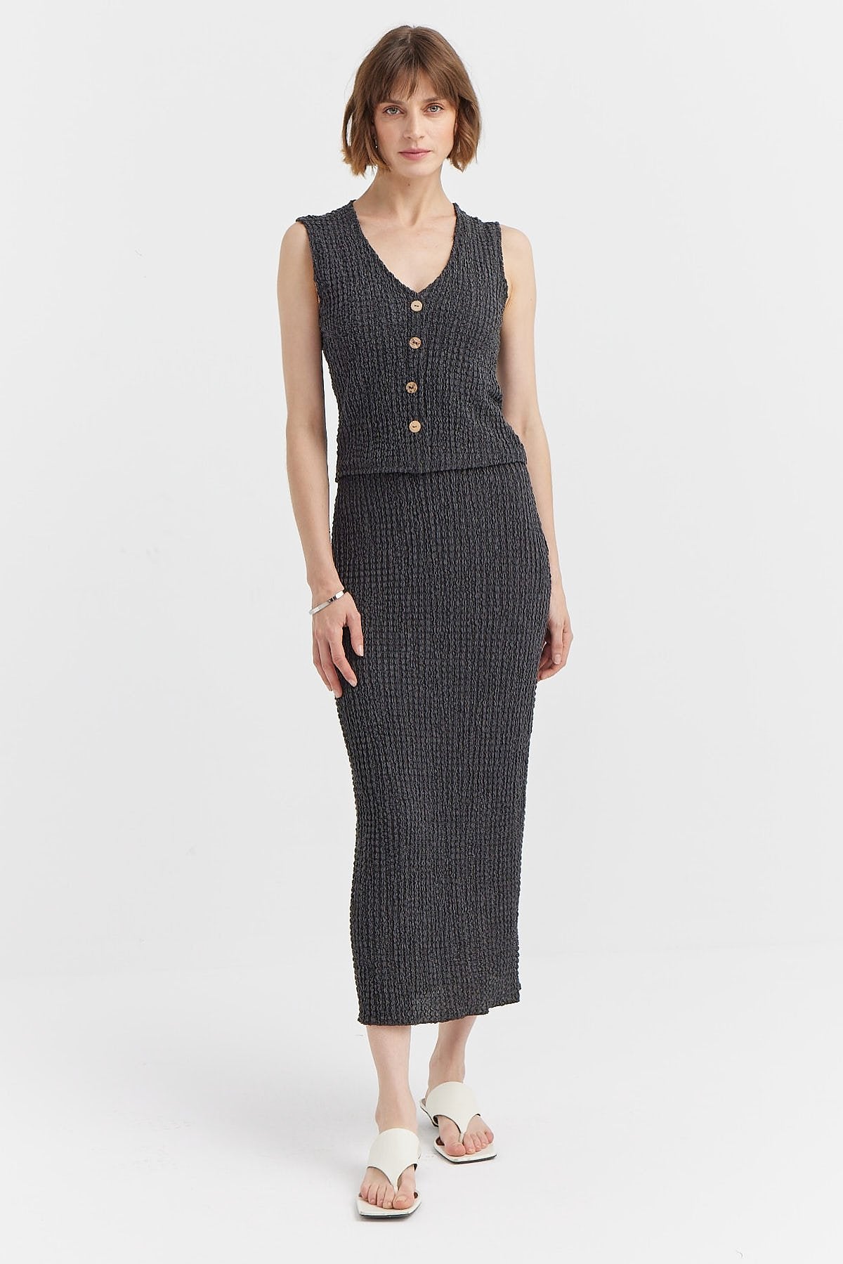 Women's Textured Midi Skirt
