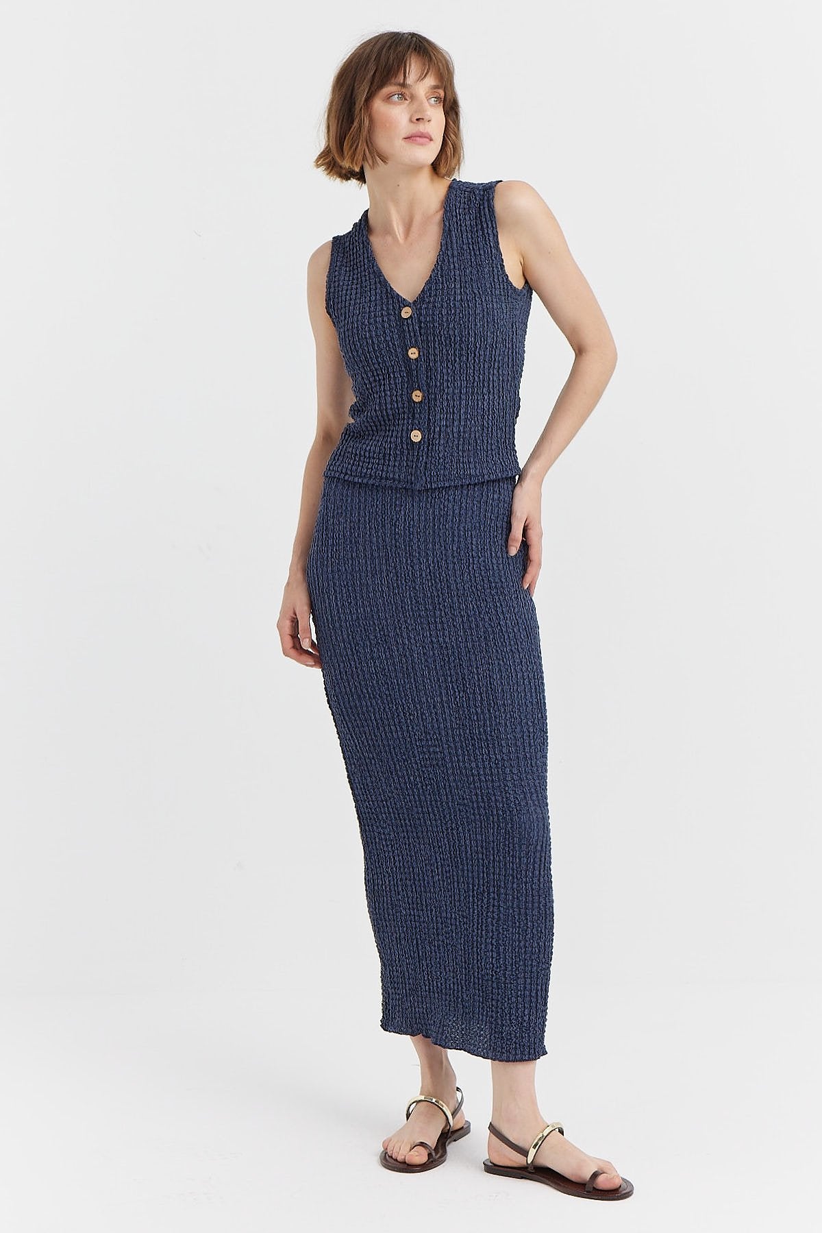 Women's Textured Midi Skirt