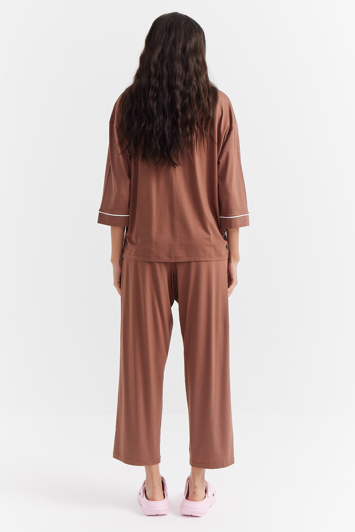 Kadın Rahat Kesim Düğmeli Pijama Takımı