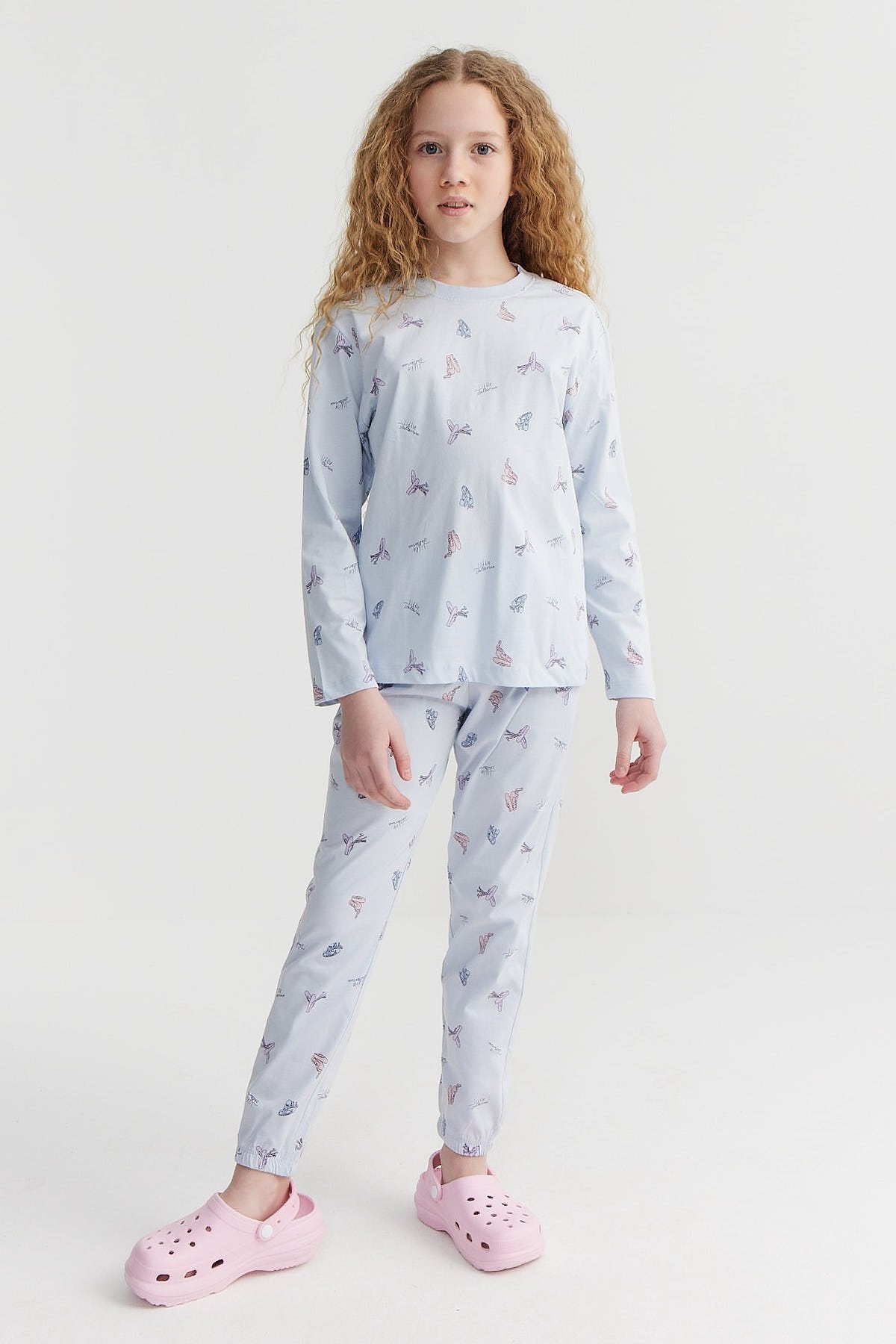 Kız Çocuk Baskılı Detaylı Pijama Takımı