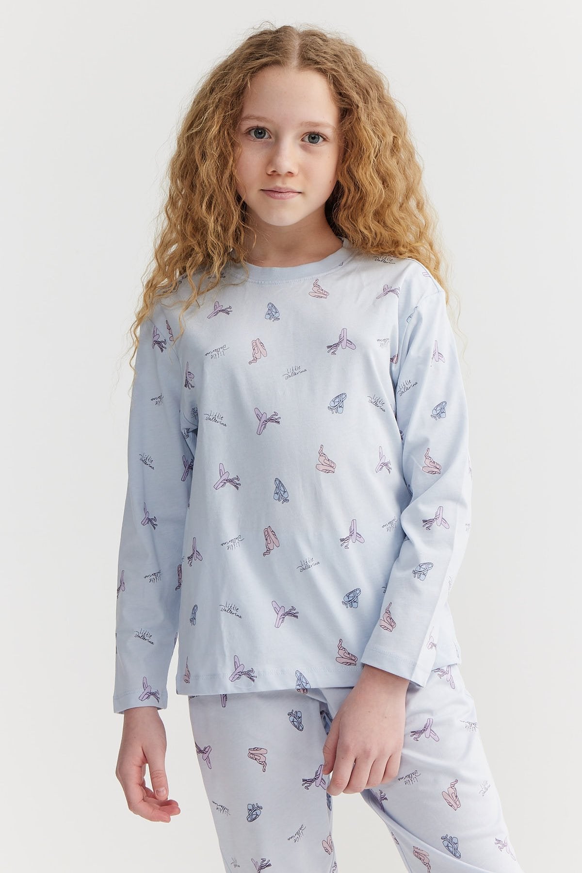 Kız Çocuk Baskılı Detaylı Pijama Takımı