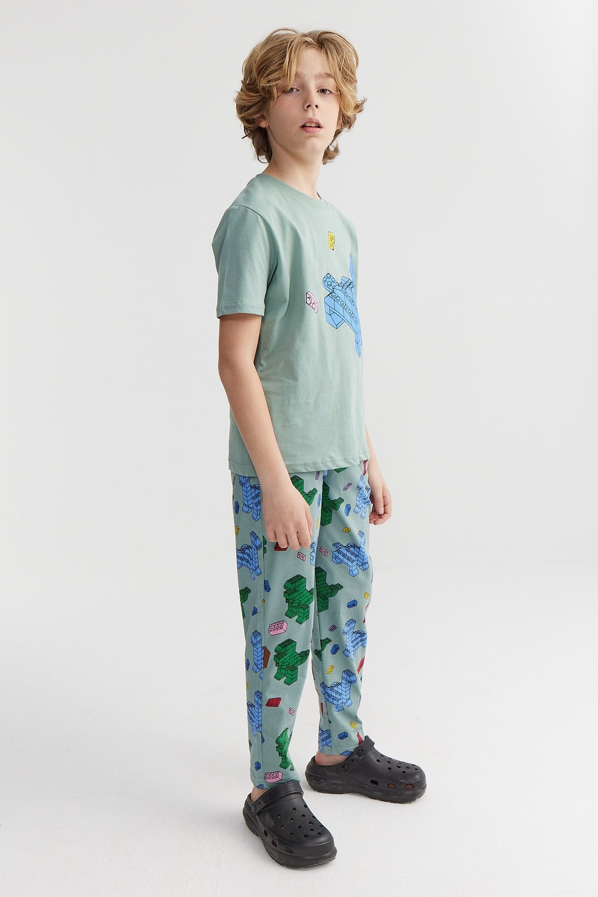 Erkek Çocuk Baskılı Detaylı Pijama Takımı